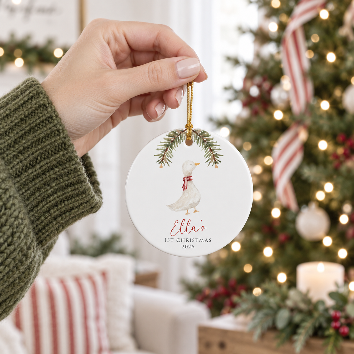 Goose Personalized First Christmas Ornament