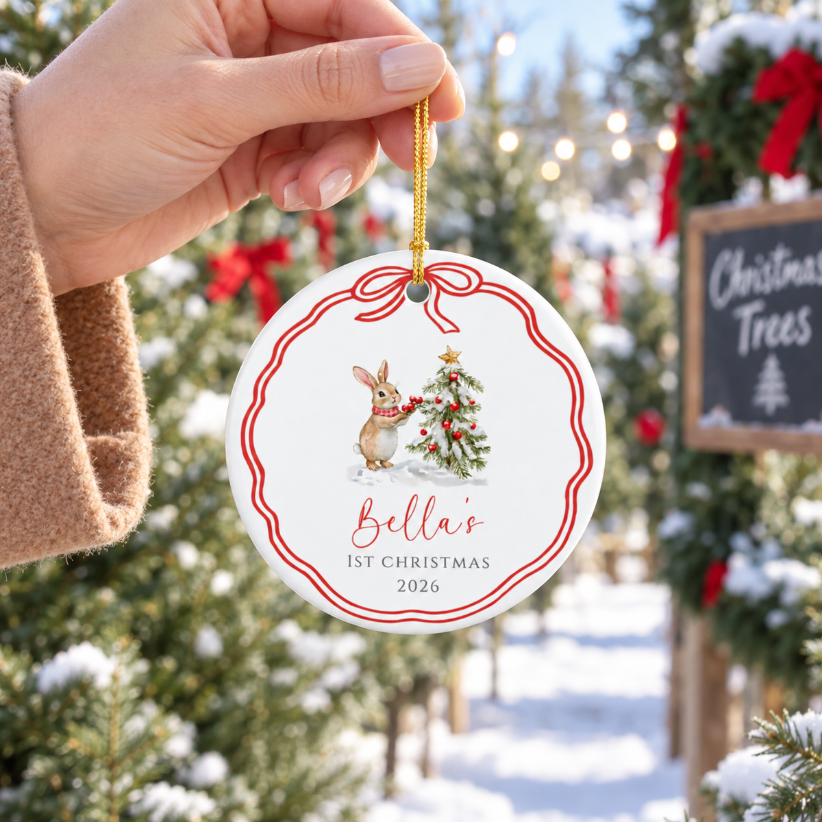 Bunny Personalized First Christmas Ornament