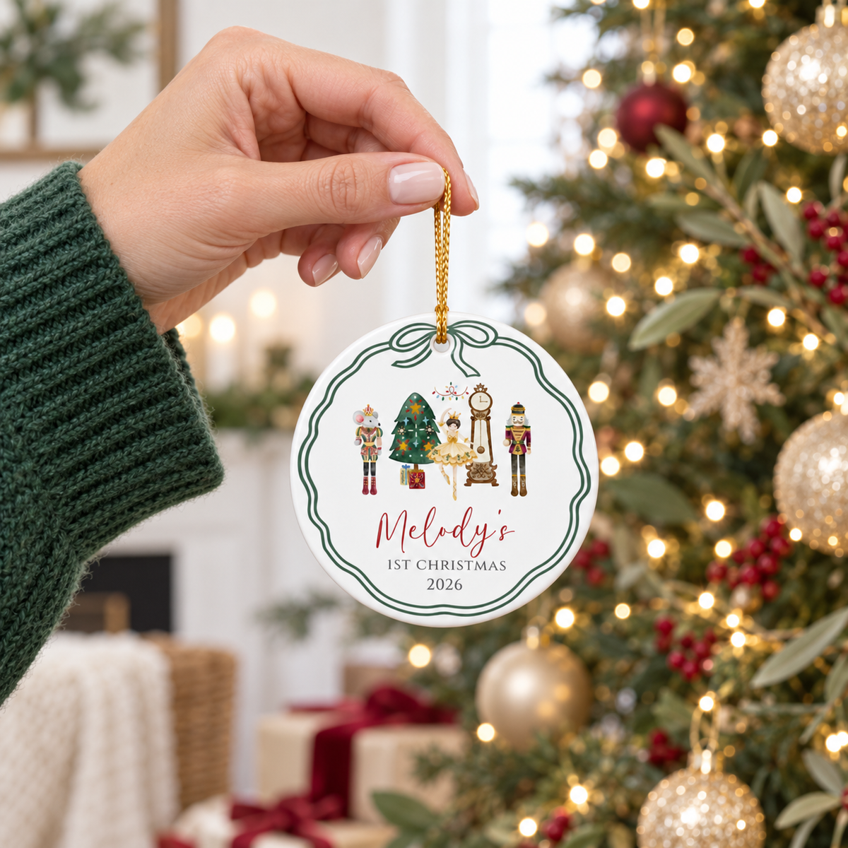 Personalized First Christmas Ornament Woodland Nutcracker