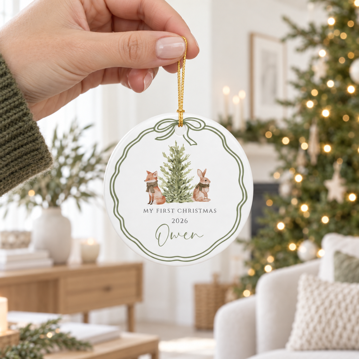 Woodland Personalized First Christmas Ornament