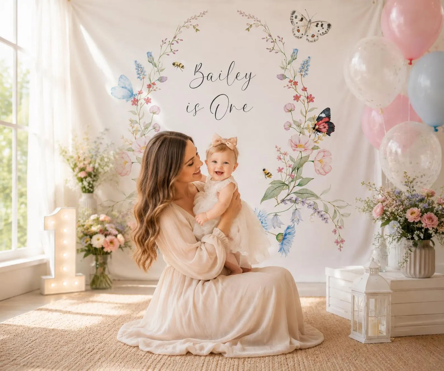 Floral Garden Birthday Backdrop
