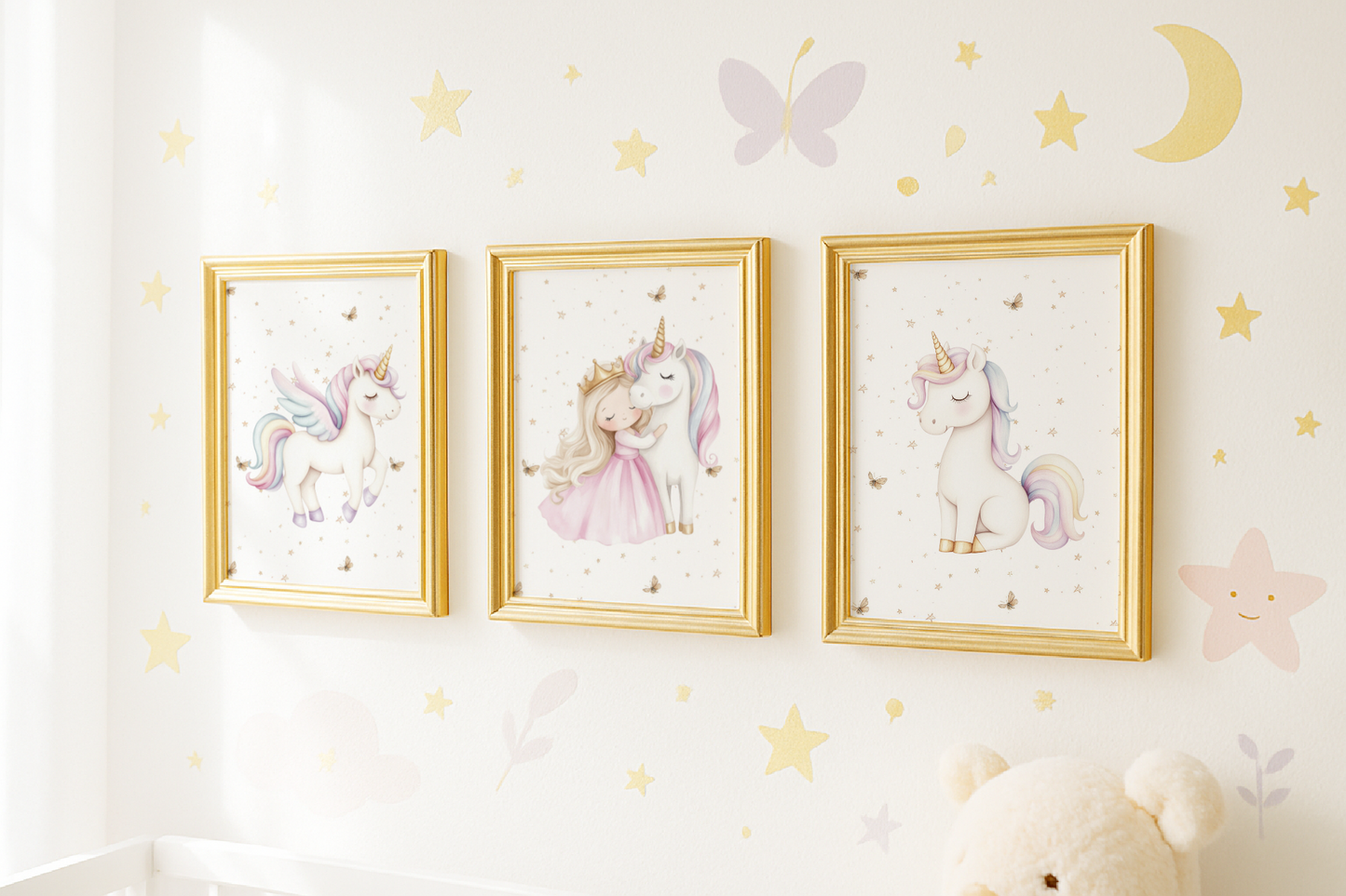 Unicorn Princess Art Print Set of 3