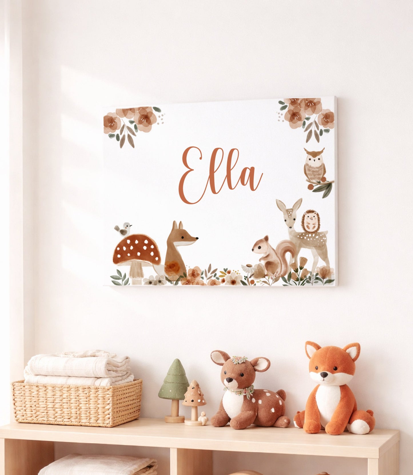 Woodland Floral Personalized Canvas