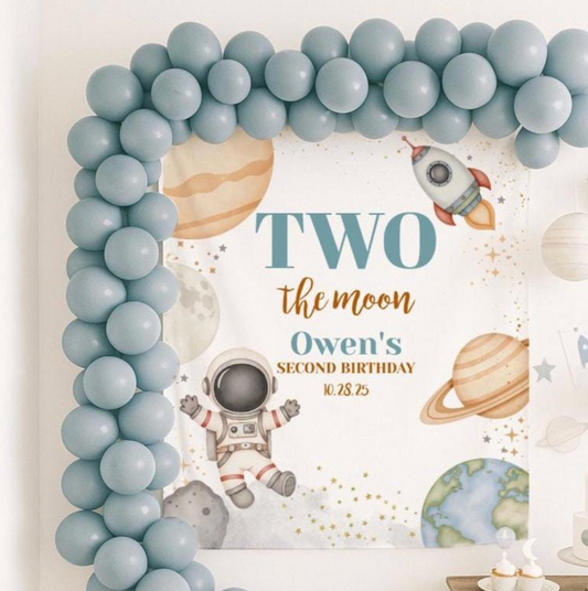Space Second Birthday Backdrop