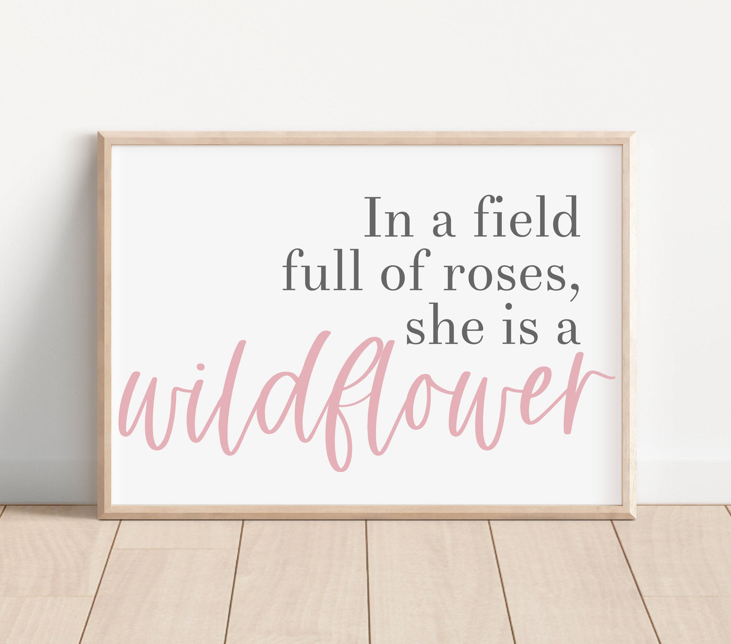 In a field of roses, she is a wildflower Nursery Art Print, Nursery Wall Art, Nursery Decor, Girl Baby Room Idea, Nursery wall hanging, 005