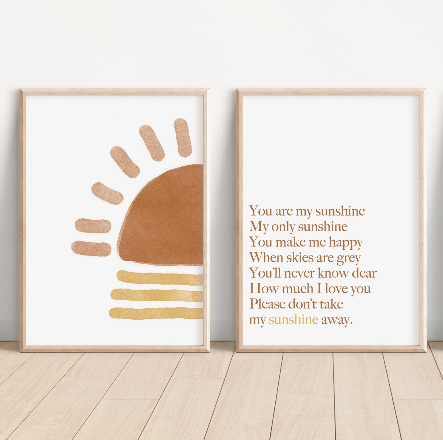 You Are My Sunshine Set of 2 Nursery Prints, Boho Nursery Wall Art, You are my Sunshine Artwork, Sun Nursery Artwork, Boho Nursery Artwork