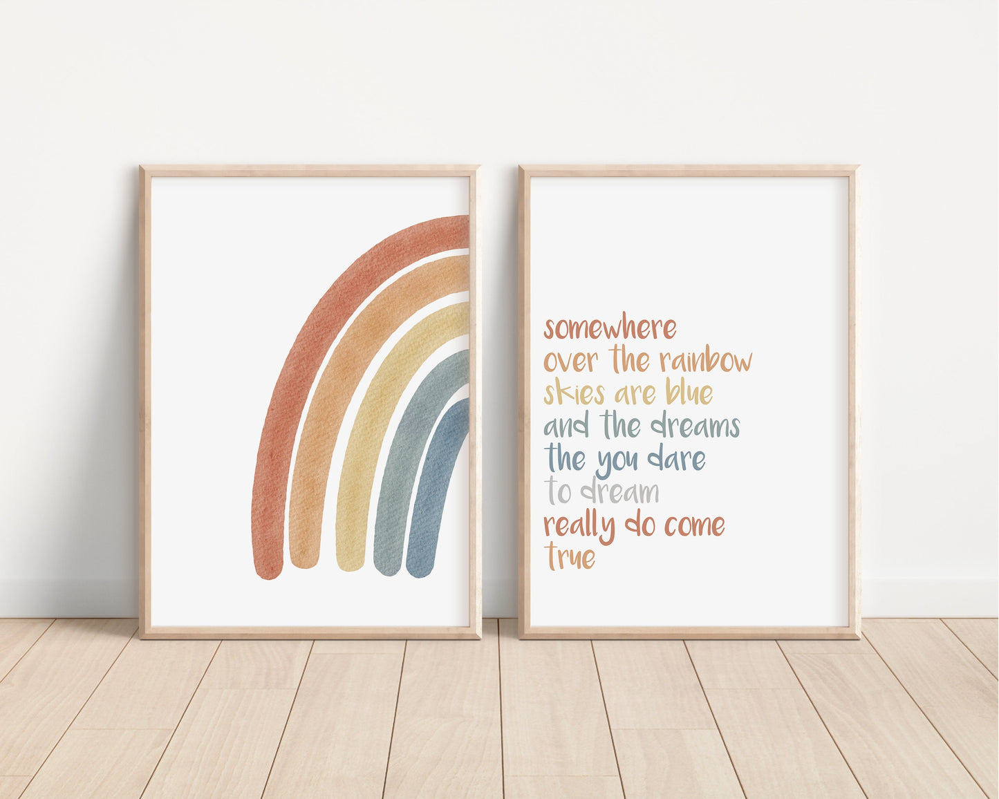 Somewhere Over The Rainbow Set of 2 Nursery Prints, Boho Nursery Wall Art, Colorful Artwork, Nursery Artwork, Boho Nursery Artwork 007