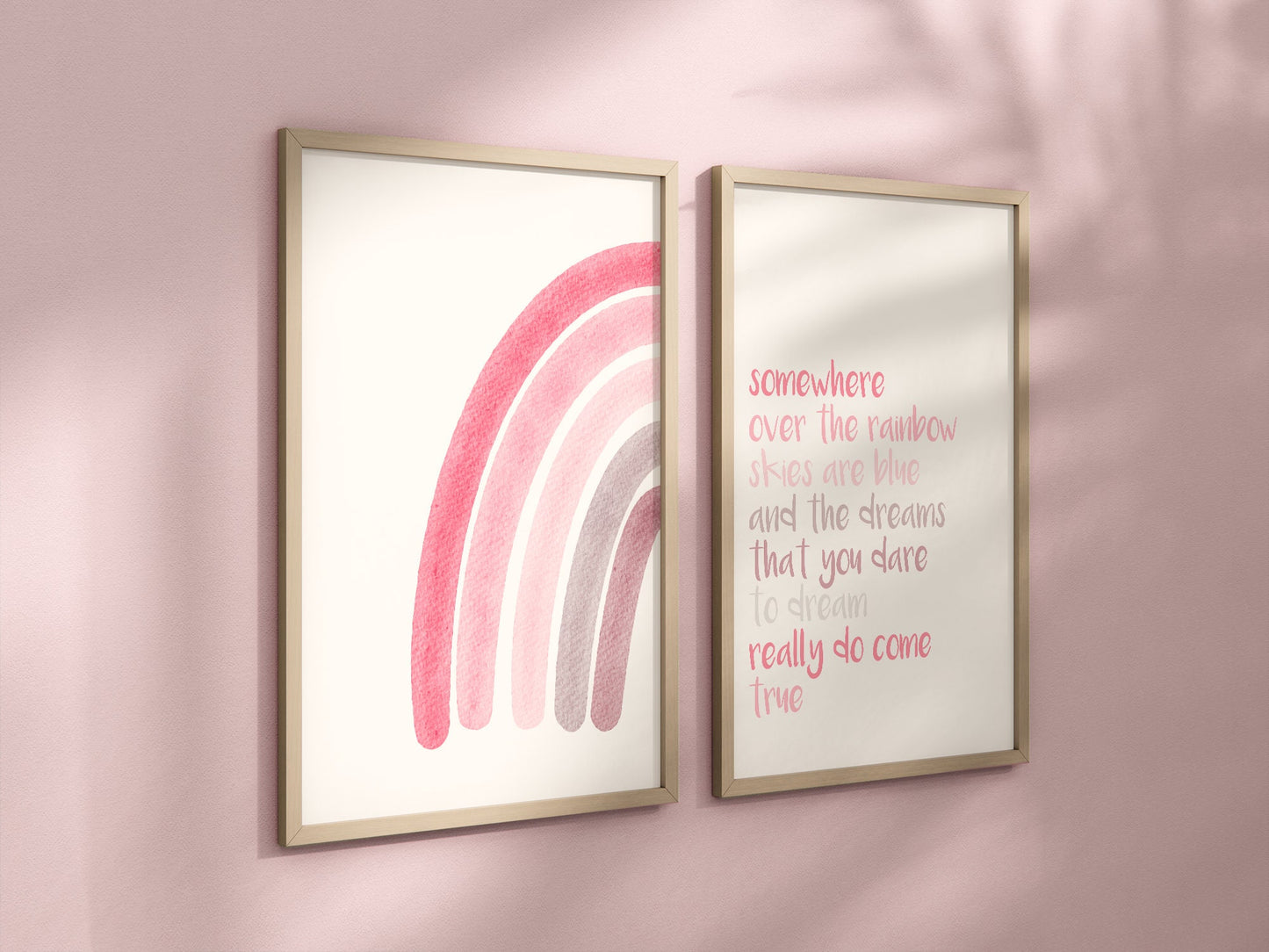Somewhere Over The Rainbow Set of 2 Nursery Prints, Pink Boho Nursery Wall Art, Colorful Artwork, Nursery Artwork, Boho Nursery Artwork 007