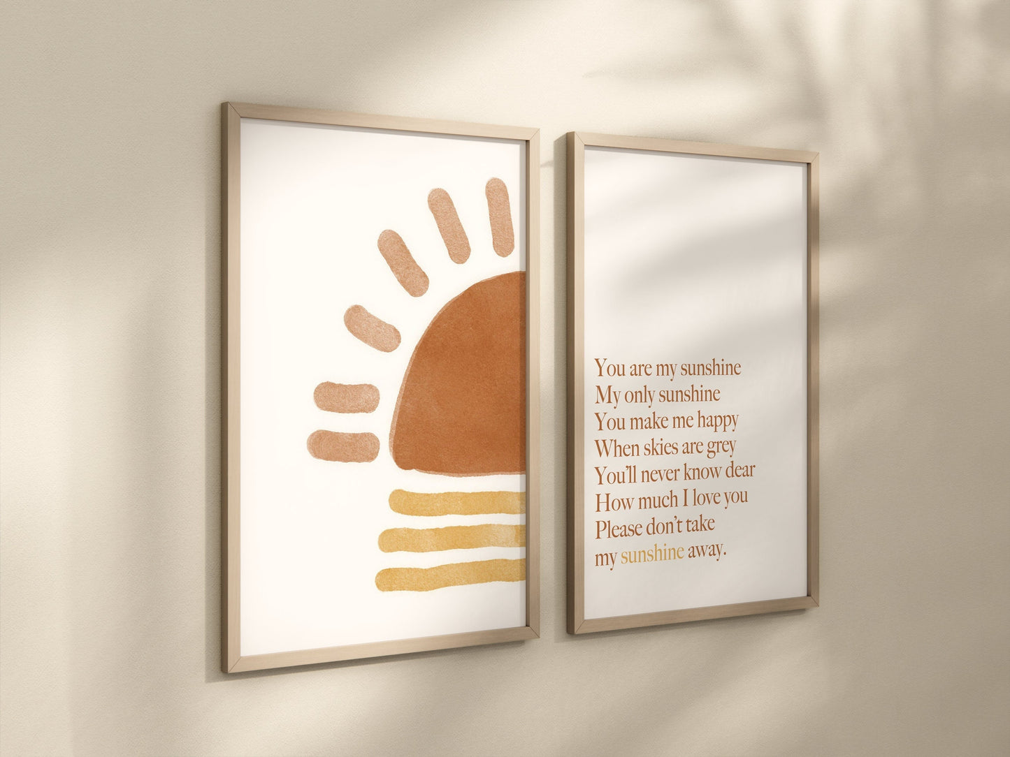 You Are My Sunshine Set of 2 Nursery Prints, Boho Nursery Wall Art, You are my Sunshine Artwork, Sun Nursery Artwork, Boho Nursery Artwork