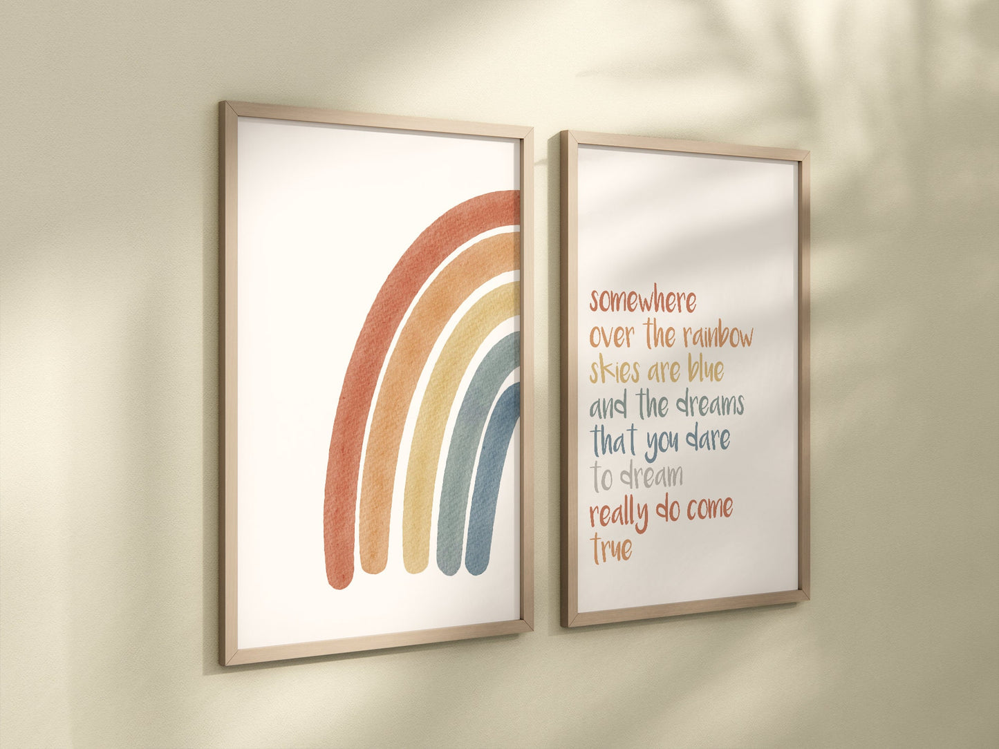 Somewhere Over The Rainbow Set of 2 Nursery Prints, Boho Nursery Wall Art, Colorful Artwork, Nursery Artwork, Boho Nursery Artwork 007