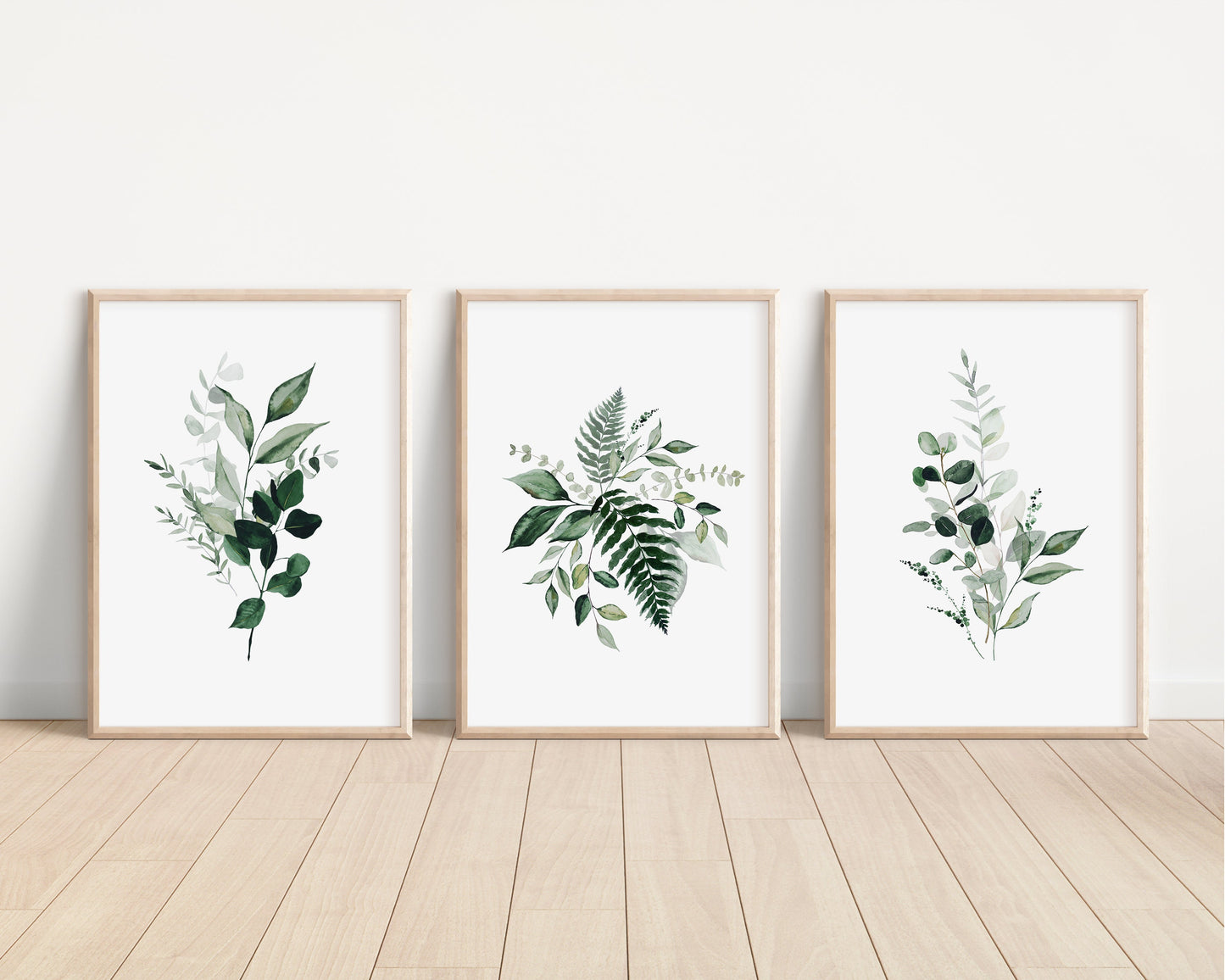 Set of 3 Botanical Greenery Art Prints, Watercolor Foliage, Home Decor, Bedroom Art, Living Room Decor, Sage Green