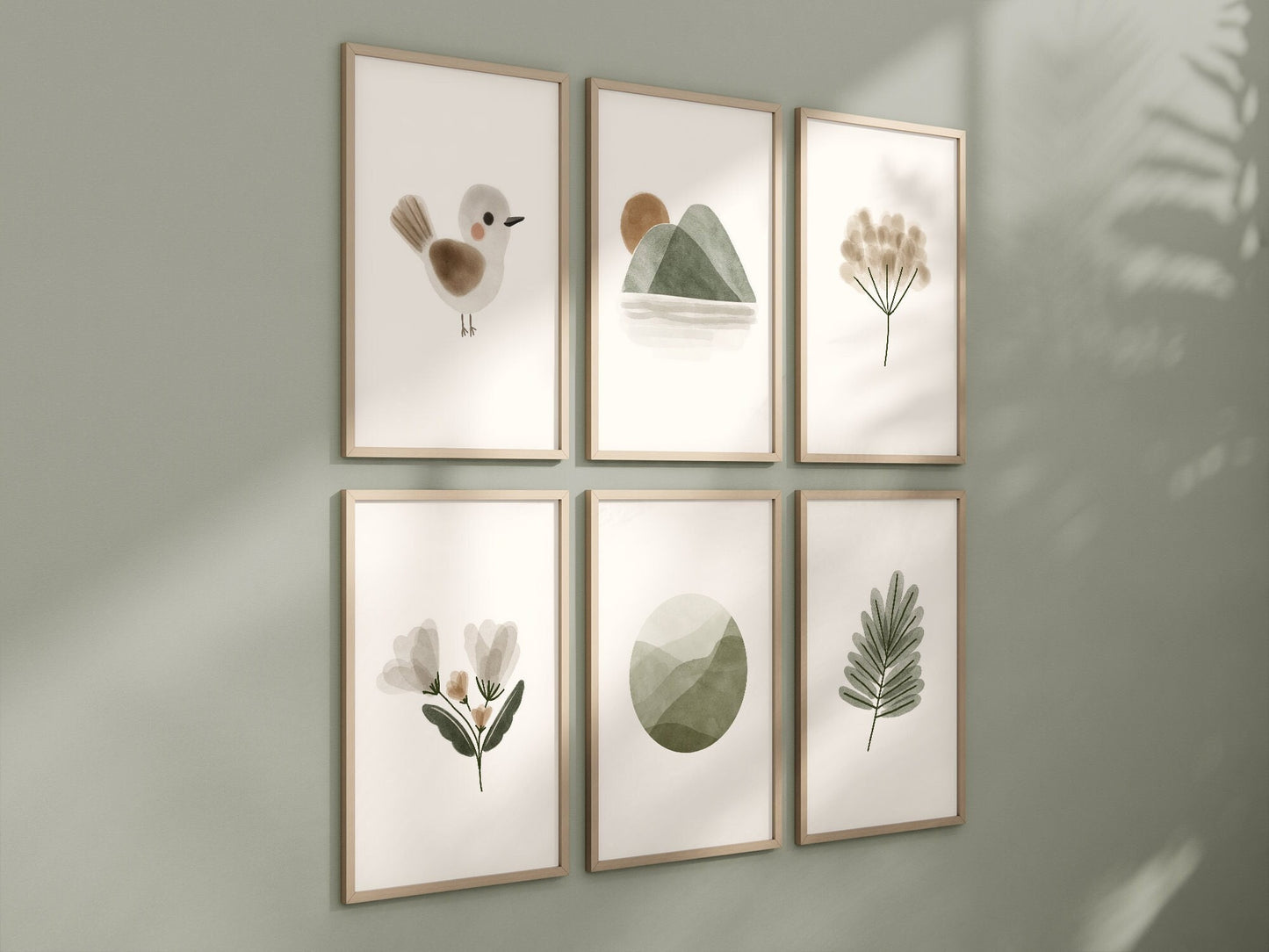 Set of 6 Boho Floral Nursery Prints, Bohemian wall art, Nursery Decor, Watercolor Floral Nursery, Girl Nursery Decor, Sage Green, 061