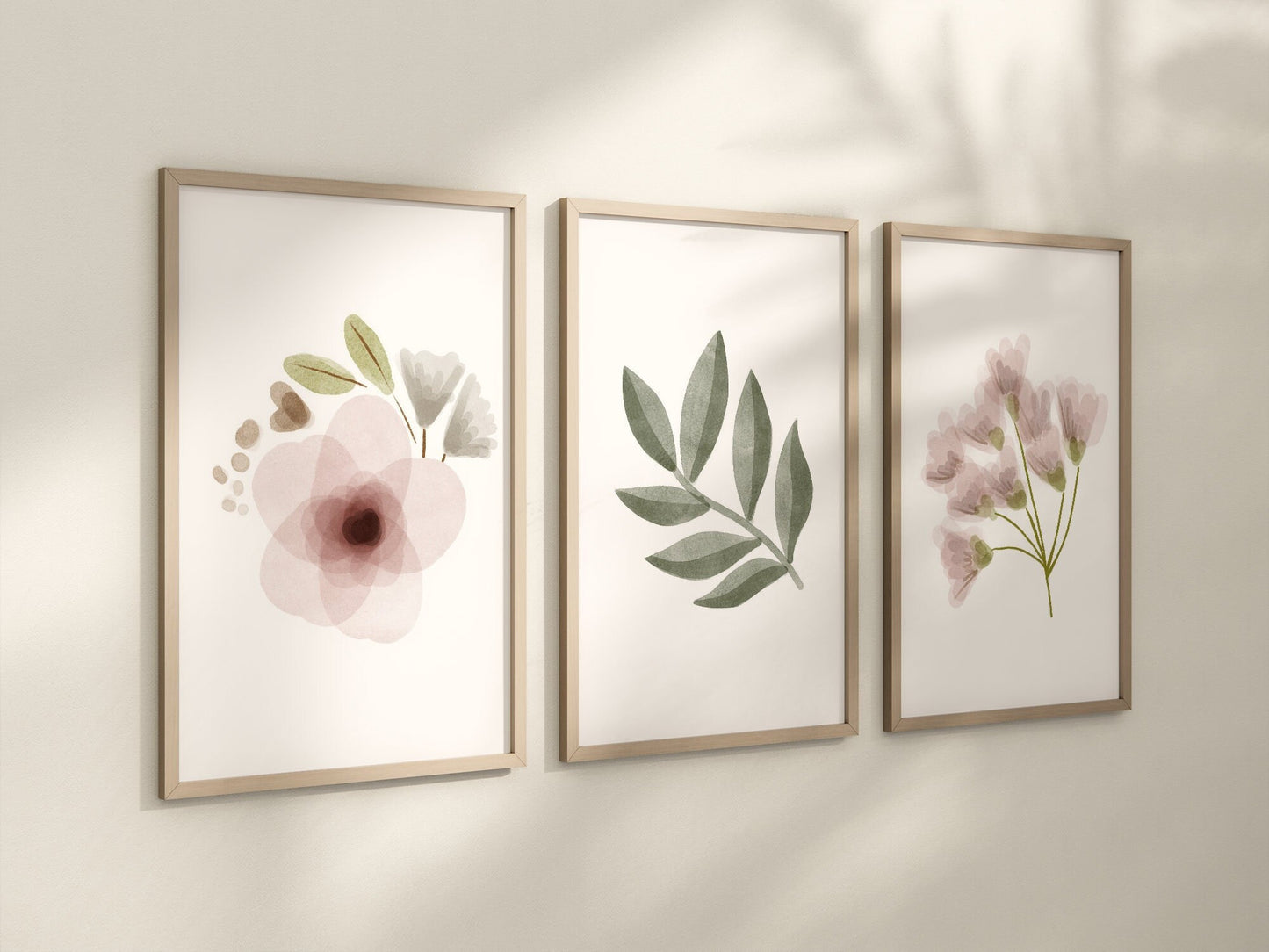 Set of 3 Blush Floral Nursery Prints, Watercolor wall art, Nursery Decor, Watercolor Flower print, Girl Nursery Decor, Pink, Greenery, 058