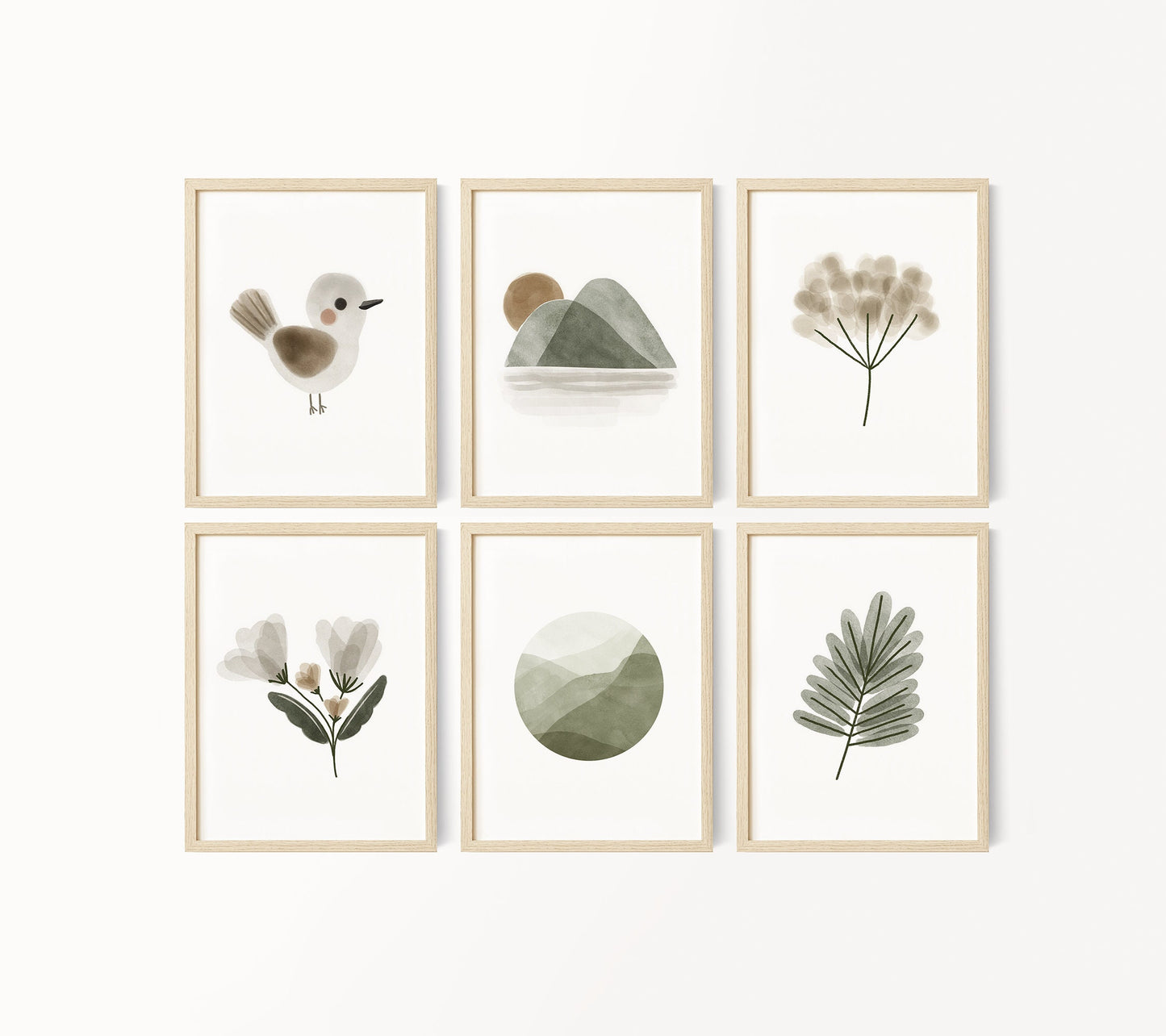 Set of 6 Boho Floral Nursery Prints, Bohemian wall art, Nursery Decor, Watercolor Floral Nursery, Girl Nursery Decor, Sage Green, 061
