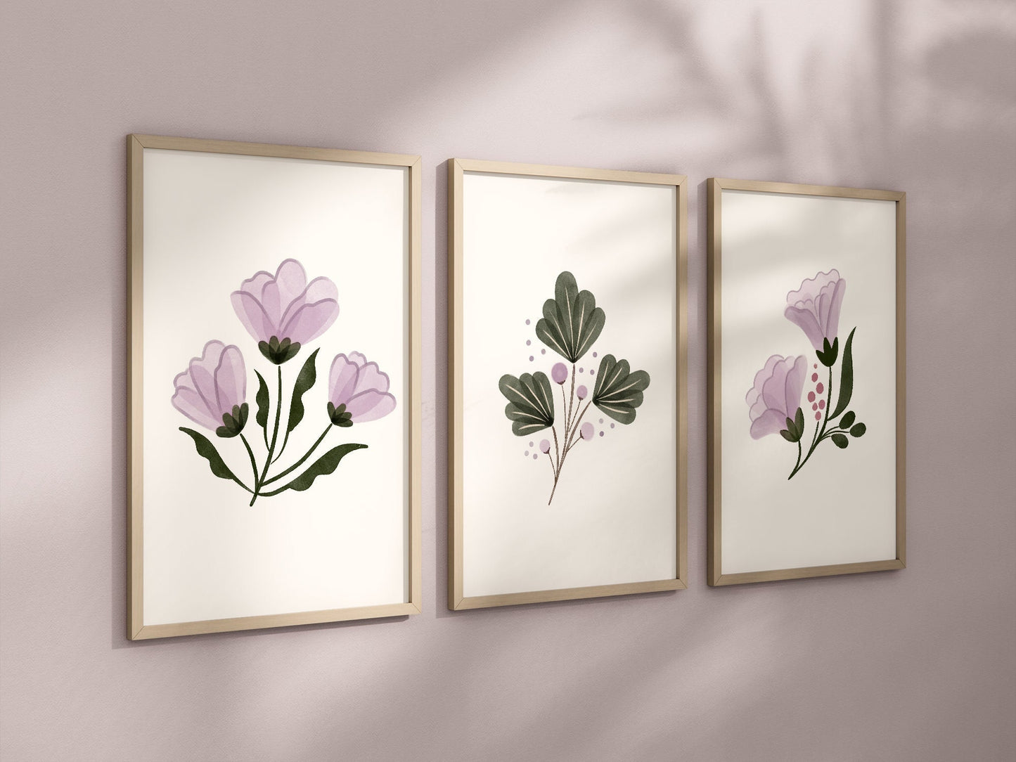 Set of 3 Boho Floral Nursery Prints, Bohemian wall art, Purple Nursery Decor, Watercolor Floral Nursery, Girl Nursery Decor, Lavender, 076