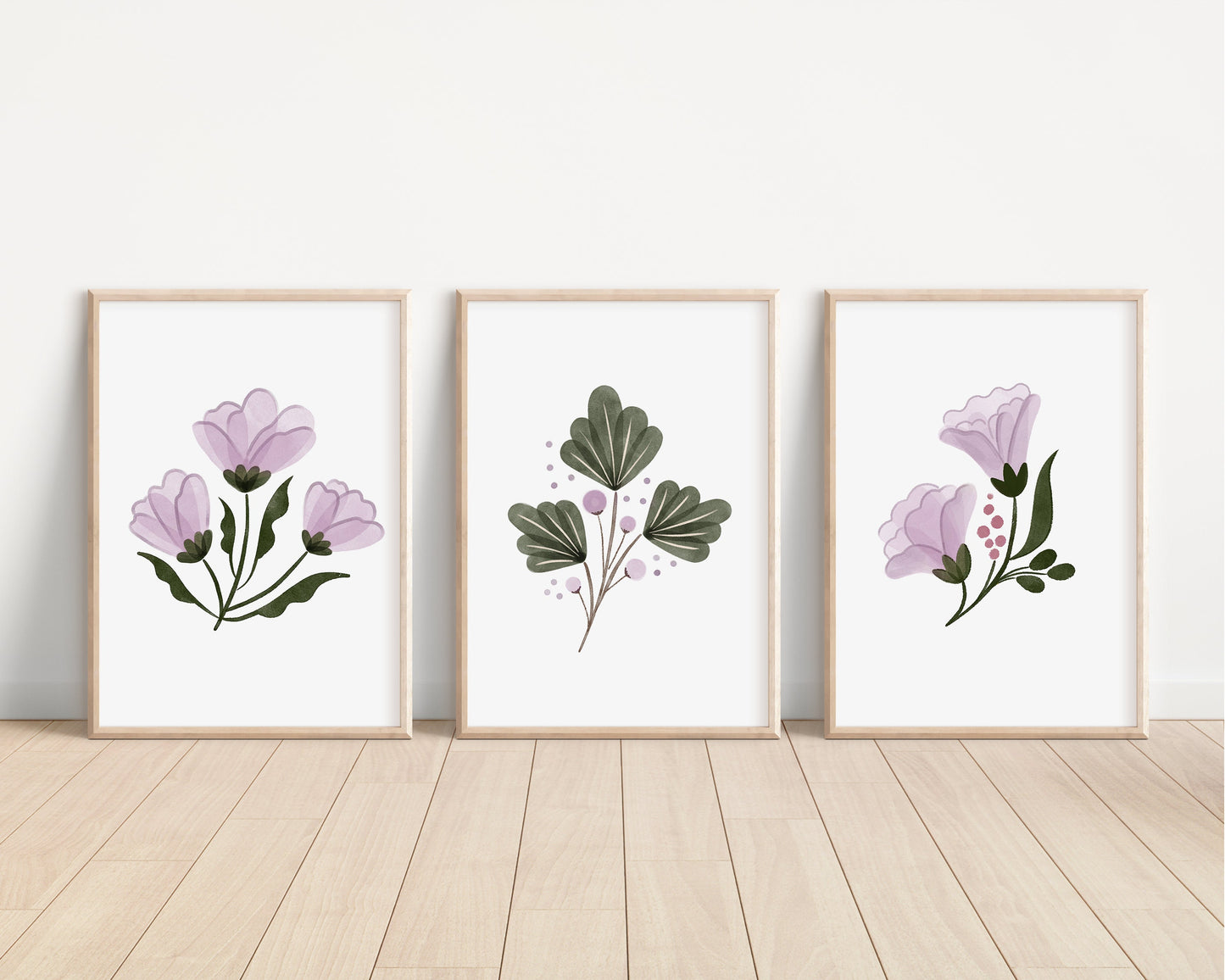 Set of 3 Boho Floral Nursery Prints, Bohemian wall art, Purple Nursery Decor, Watercolor Floral Nursery, Girl Nursery Decor, Lavender, 076