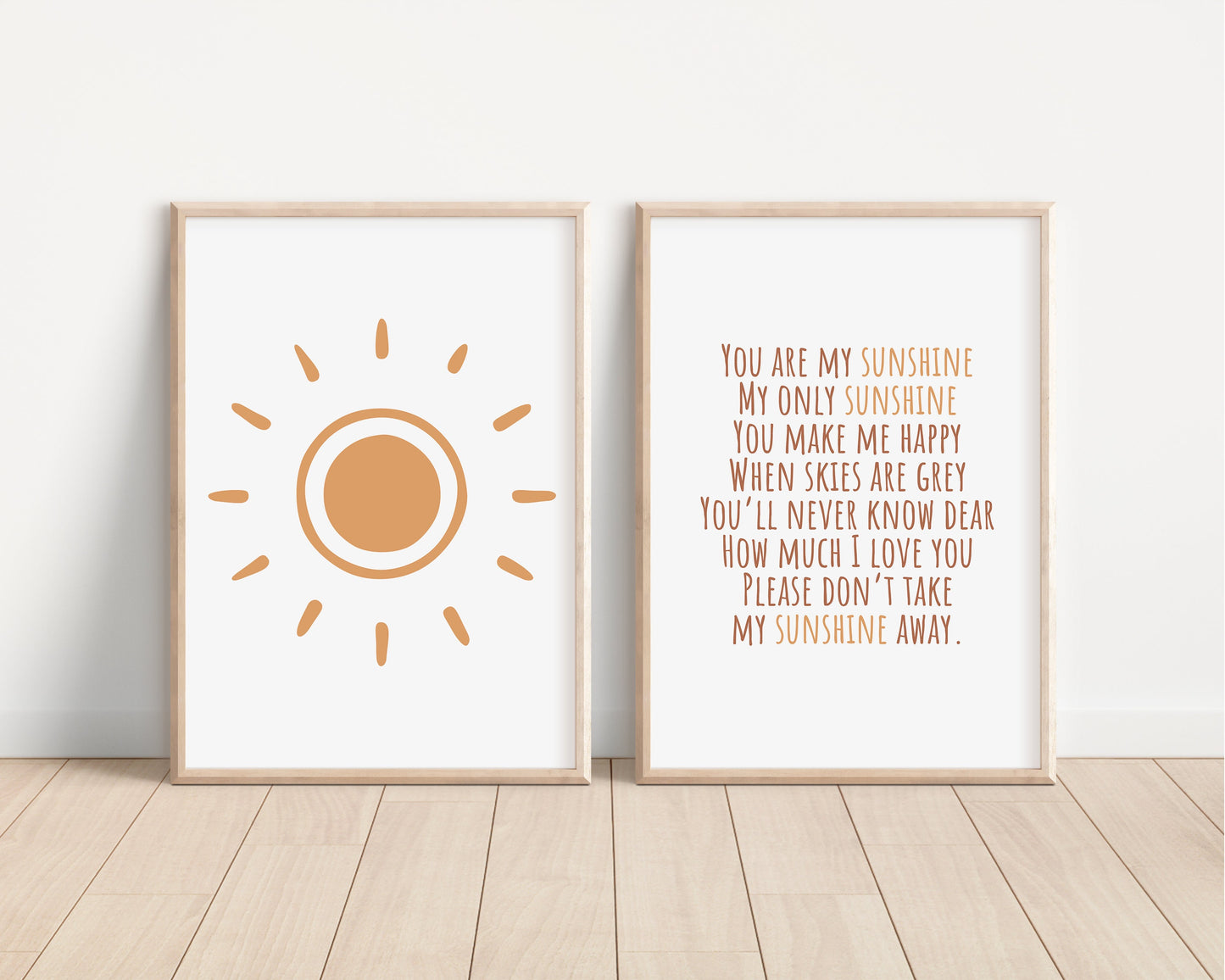 You Are My Sunshine Set of 2 Nursery Prints, Boho Nursery Wall Art, You are my Sunshine Artwork, Sun Nursery Artwork, Boho Artwork, 083