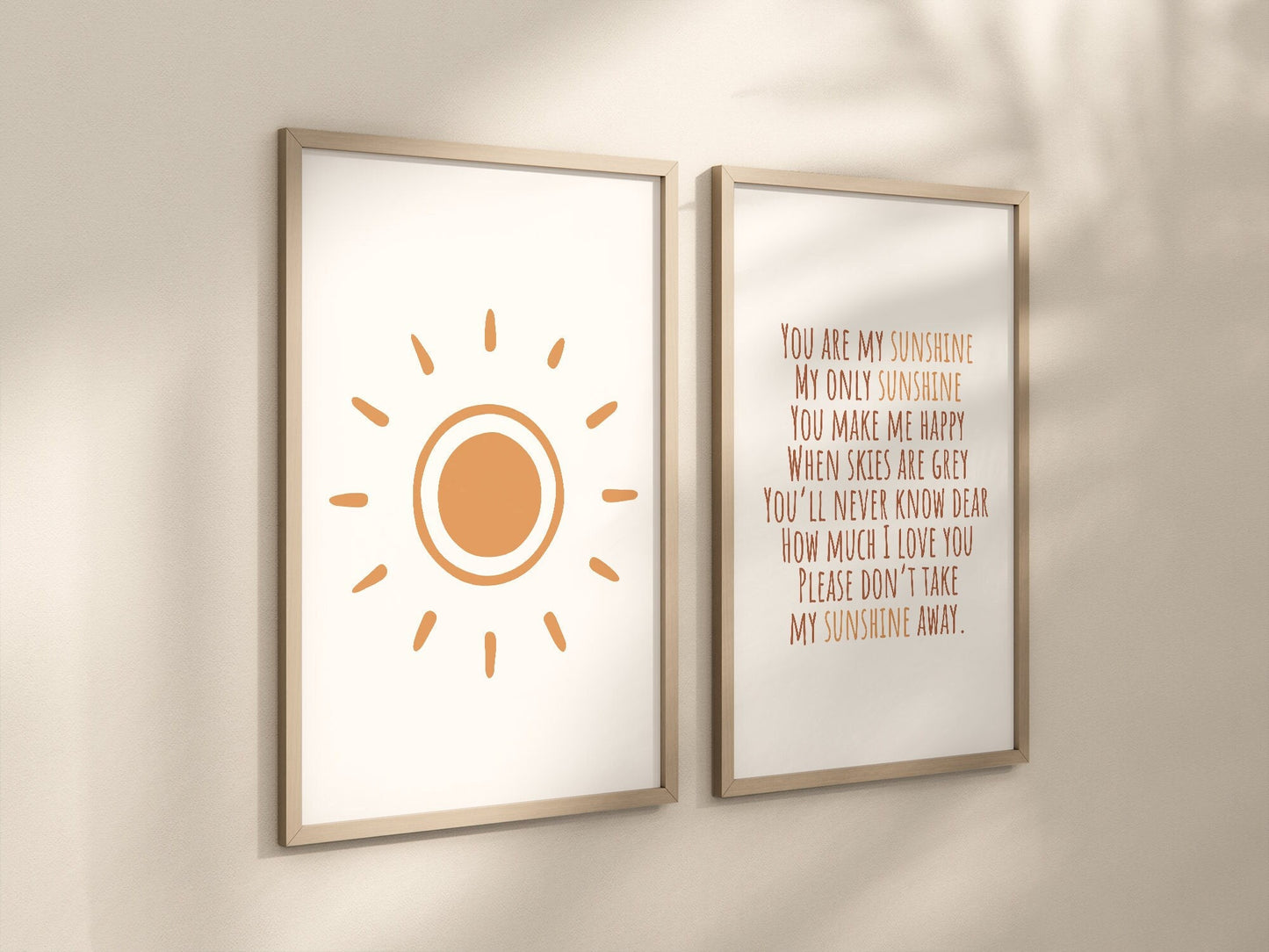 You Are My Sunshine Set of 2 Nursery Prints, Boho Nursery Wall Art, You are my Sunshine Artwork, Sun Nursery Artwork, Boho Artwork, 083