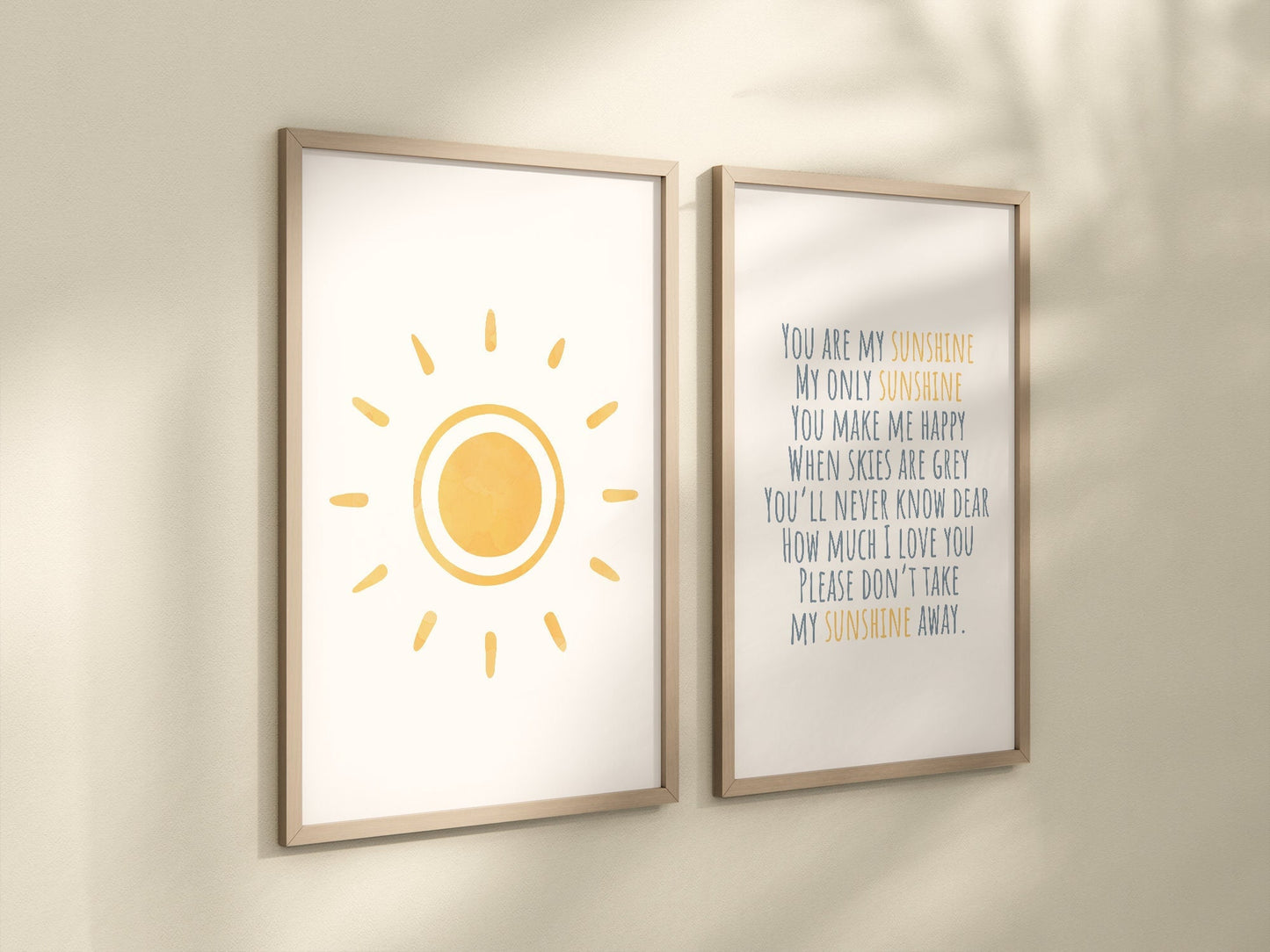 You Are My Sunshine Set of 2 Nursery Prints, Boho Nursery Wall Art, You are my Sunshine Artwork, Watercolor Nursery Art, Boho Artwork, 084