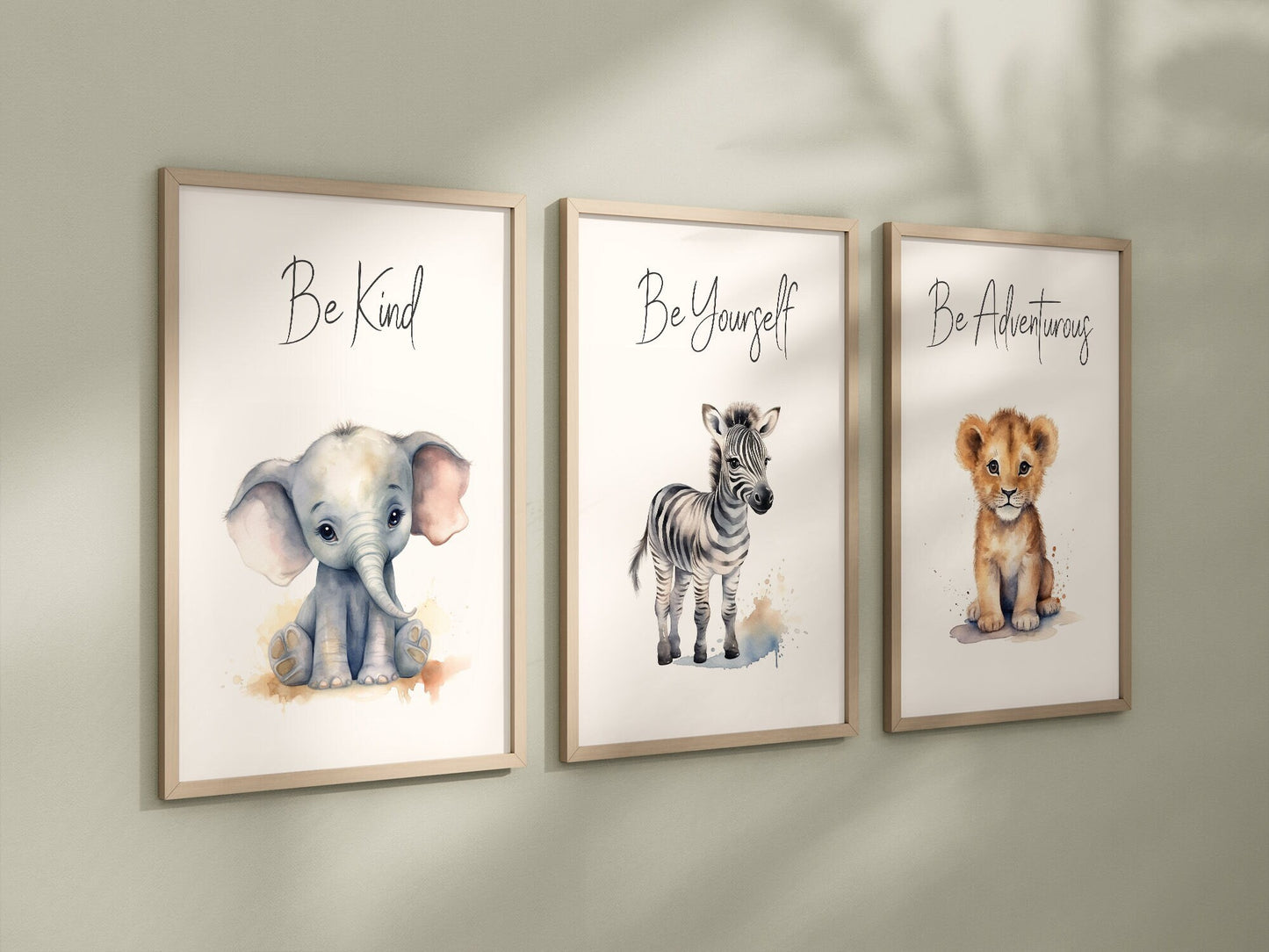 Set of 3 Safari Animal Nursery Prints, Jungle Animals, Inspiration, Boy Nursery Wall Art, Shower Gift, Printed, 100