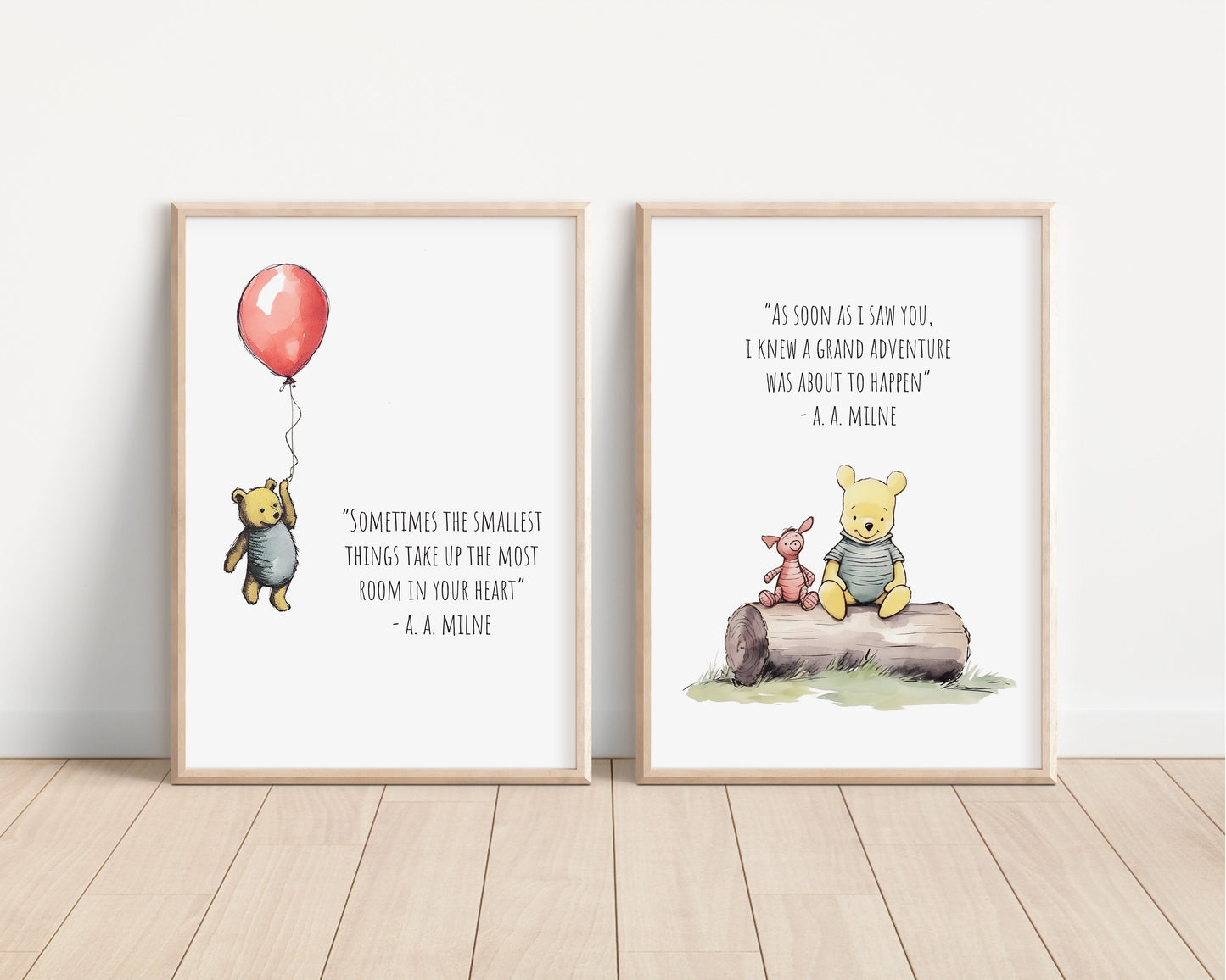 Set of 2 Classic Winnie-the-Pooh Nursery art prints, Gender Neutral Nursery, Winnie-the-Pooh inspirational quotes, new baby gift, 119