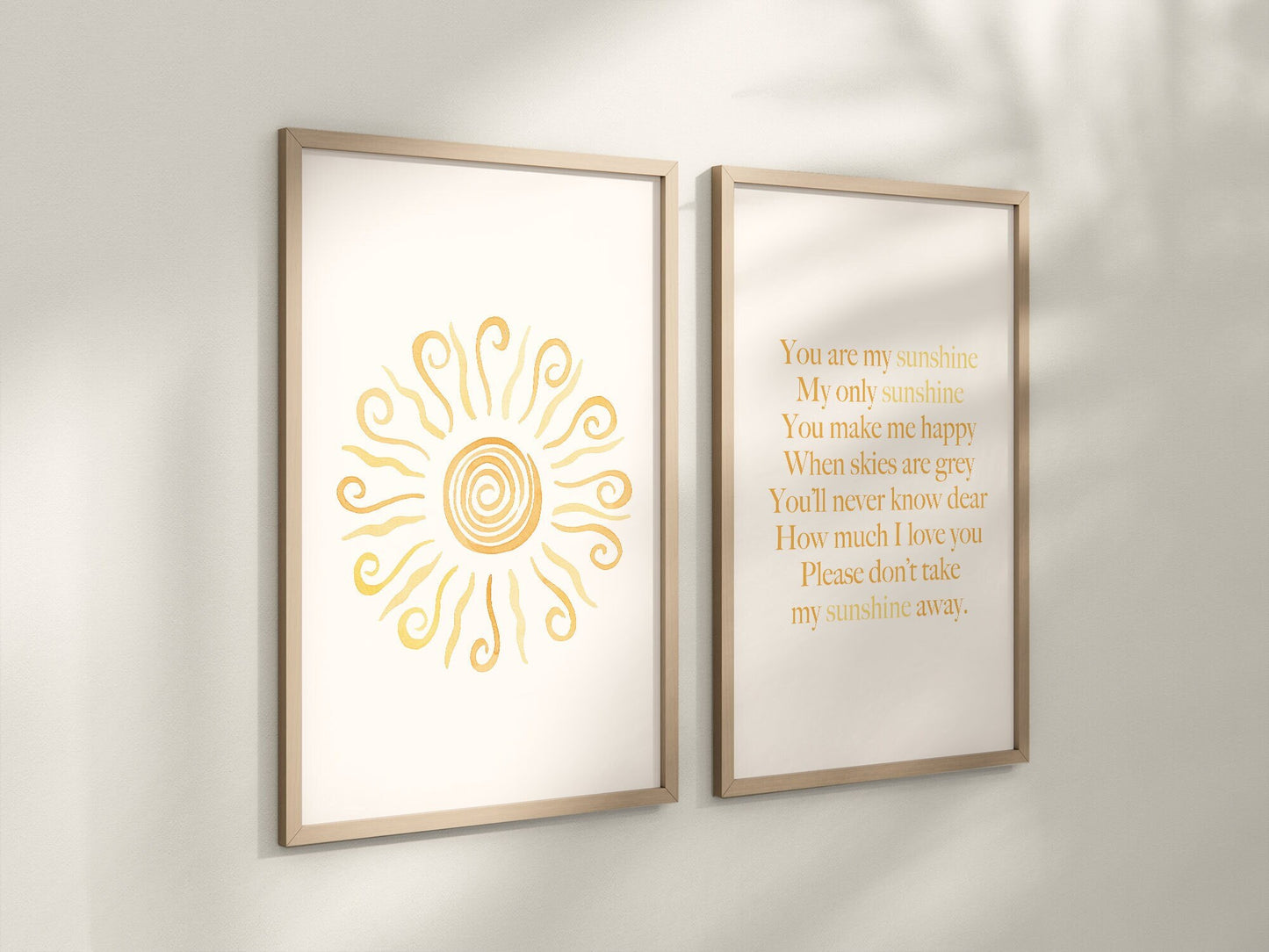 You Are My Sunshine Set of 2 Nursery Prints, Boho Nursery Wall Art, You are my Sunshine Artwork, Sun Nursery Artwork, Boho Nursery, 125