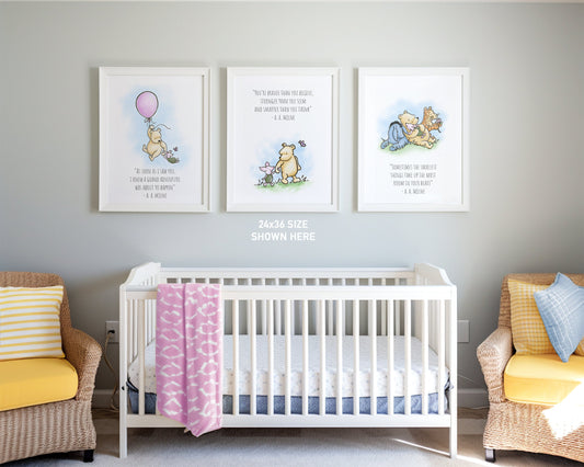 Set of 3 Classic Winnie-the-Pooh Nursery Art Prints