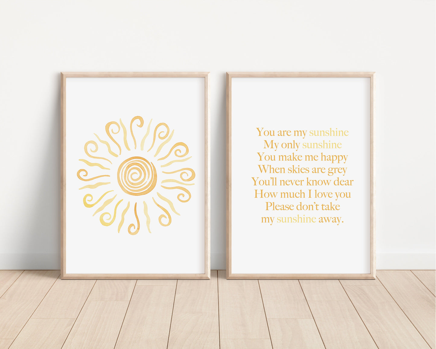 You Are My Sunshine Set of 2 Nursery Prints, Boho Nursery Wall Art, You are my Sunshine Artwork, Sun Nursery Artwork, Boho Nursery, 125