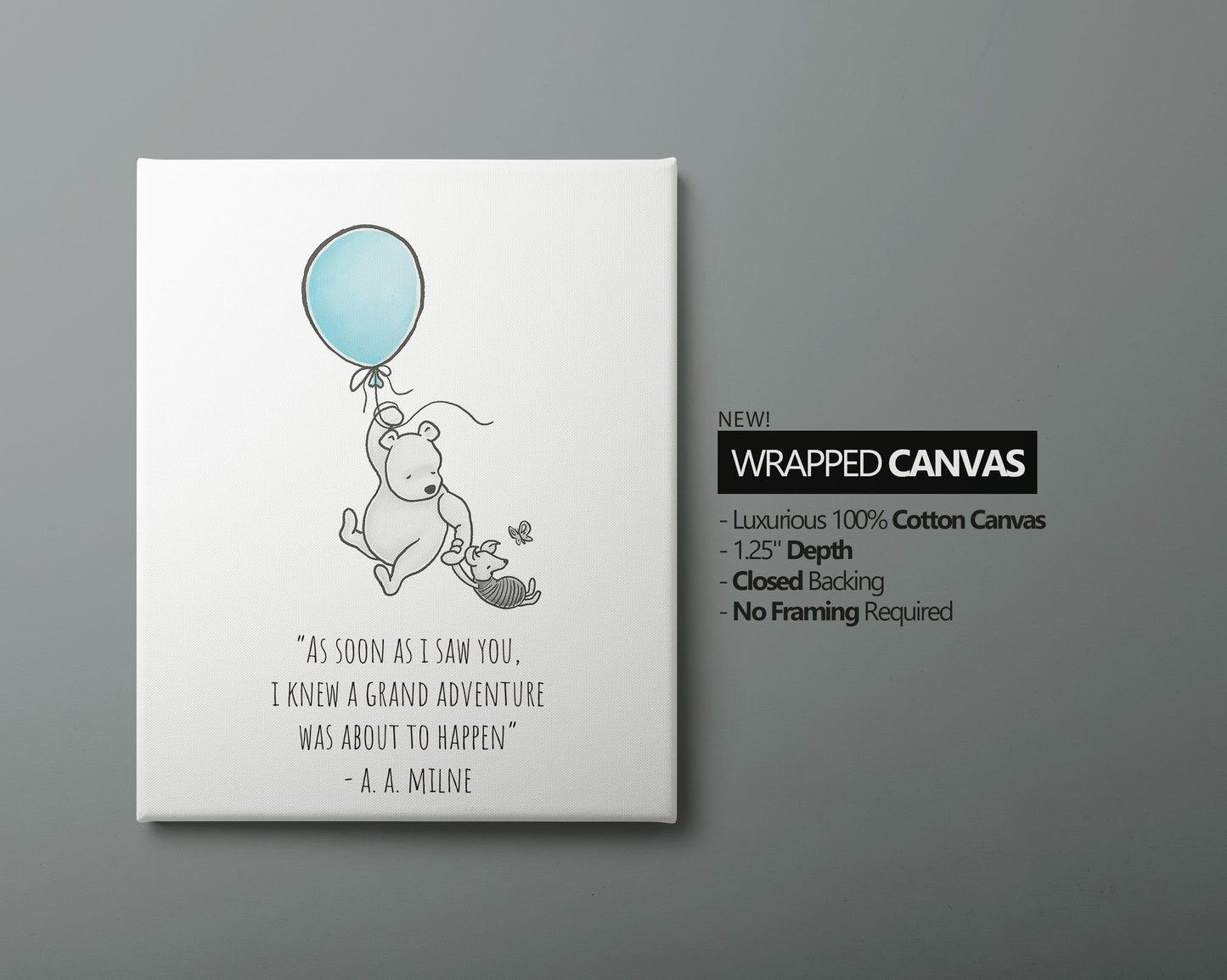 Set of 3 Classic Winnie-the-Pooh Nursery art prints, Gender Neutral Nursery, B&W, Winnie-the-Pooh inspirational quotes, new baby gift, 132