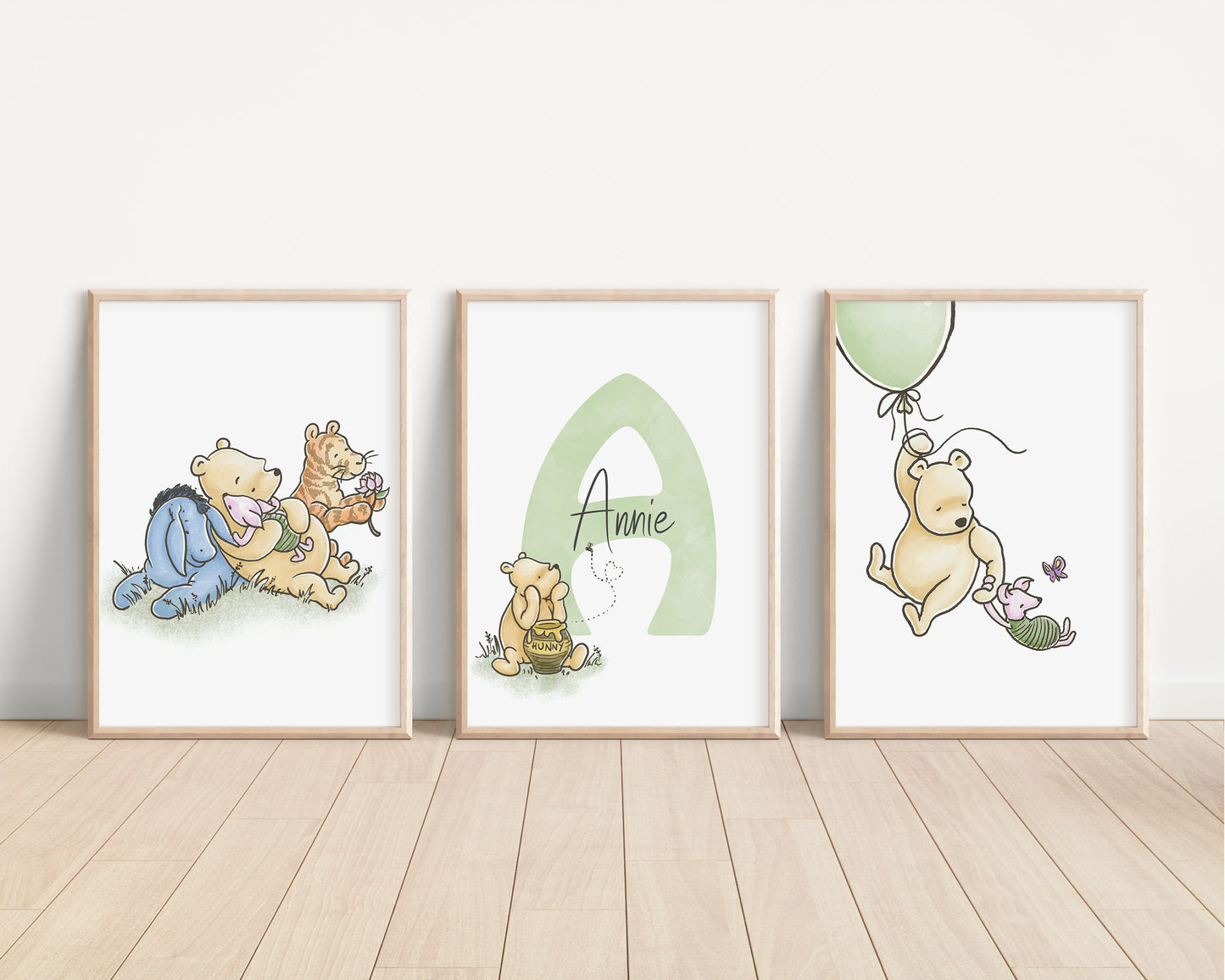 Personalized Set of 3 Classic Winnie-the-Pooh Nursery art prints, Gender Neutral, Winnie-the-Pooh inspirational quotes, new baby gift, 133