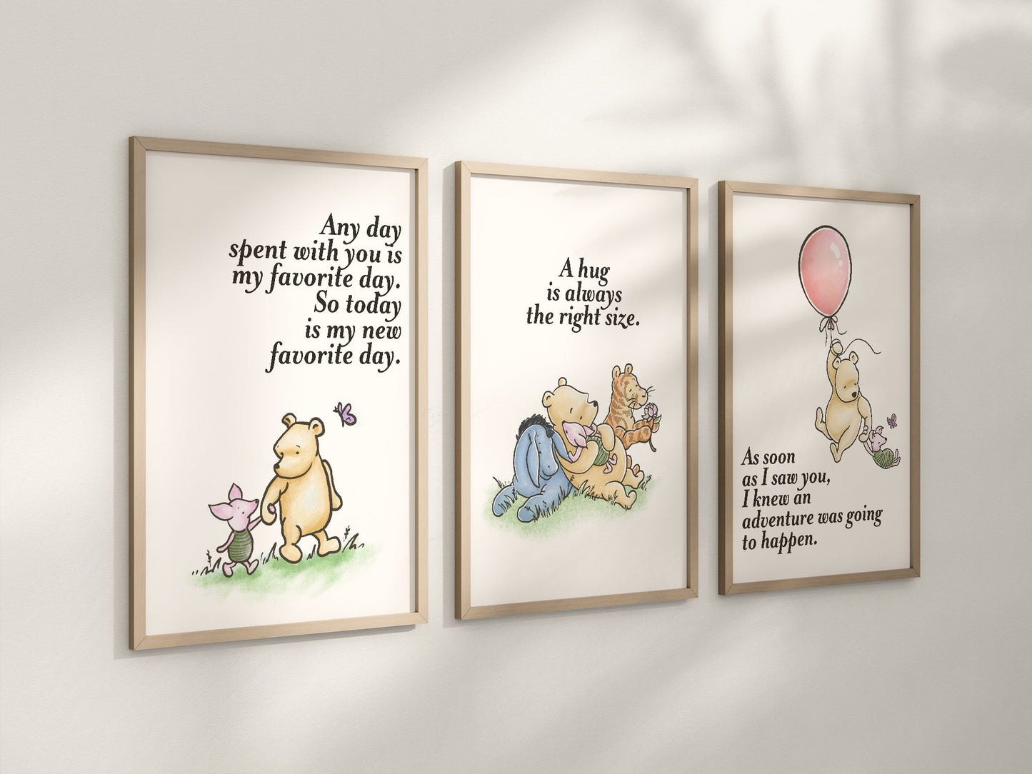 Set of 3 Classic Winnie-the-Pooh Nursery art prints, Gender Neutral Nursery, Winnie-the-Pooh inspirational quotes, new baby gift, 143