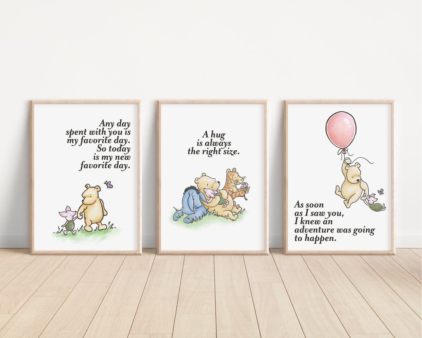 Set of 3 Classic Winnie-the-Pooh Nursery art prints, Gender Neutral Nursery, Winnie-the-Pooh inspirational quotes, new baby gift, 143