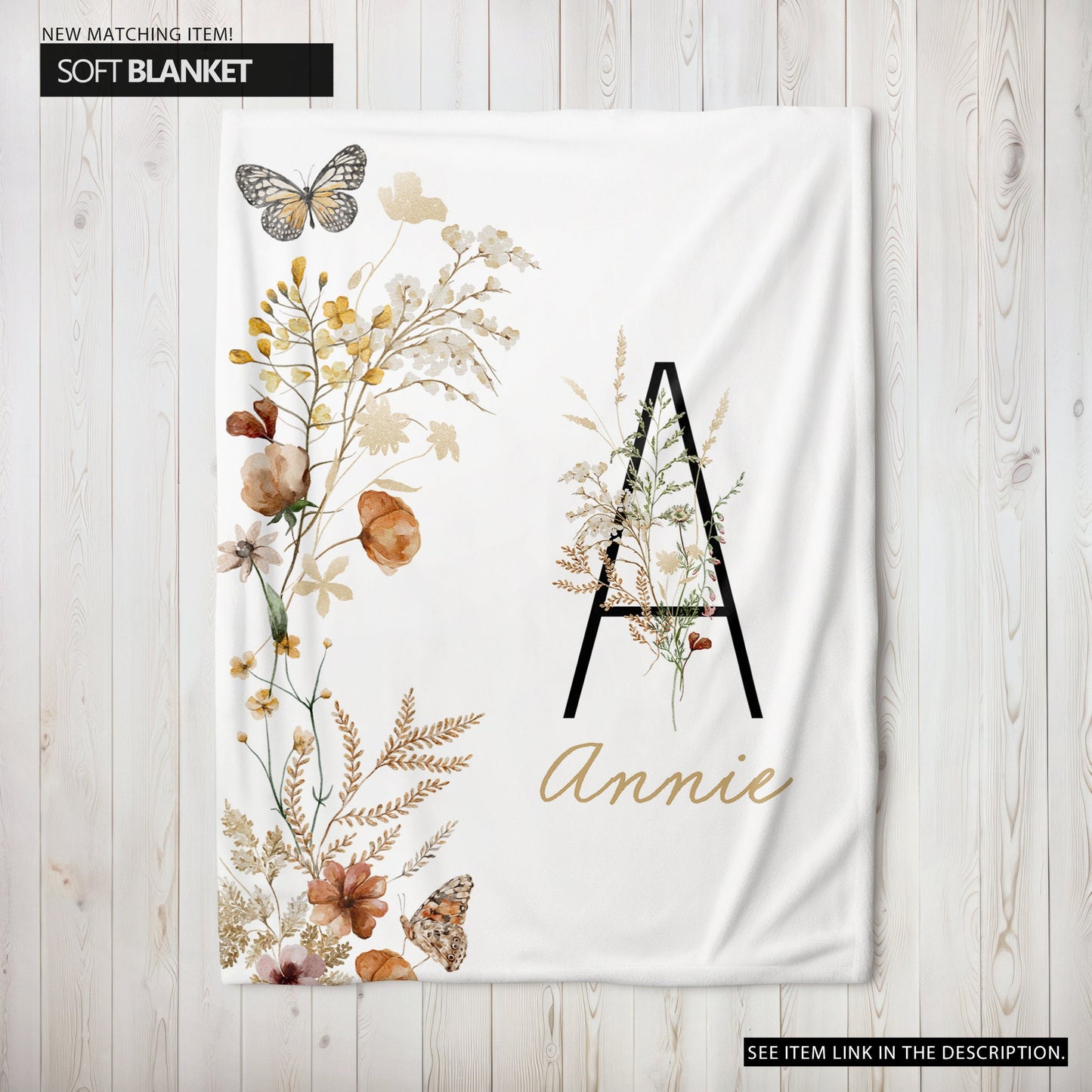 Set of 2 Wildflower Floral Art Prints with Butterflies