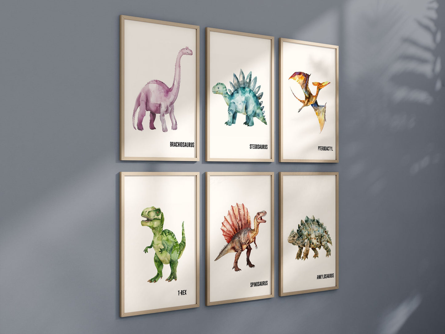 Set of 6 Dinosaur Art Prints, Kids Gallery Wall Set, Dinosaur Wall Art, Dinosaur Nursery, Boys Room Dinosaur Decor, Kids Room Wall Art, 145