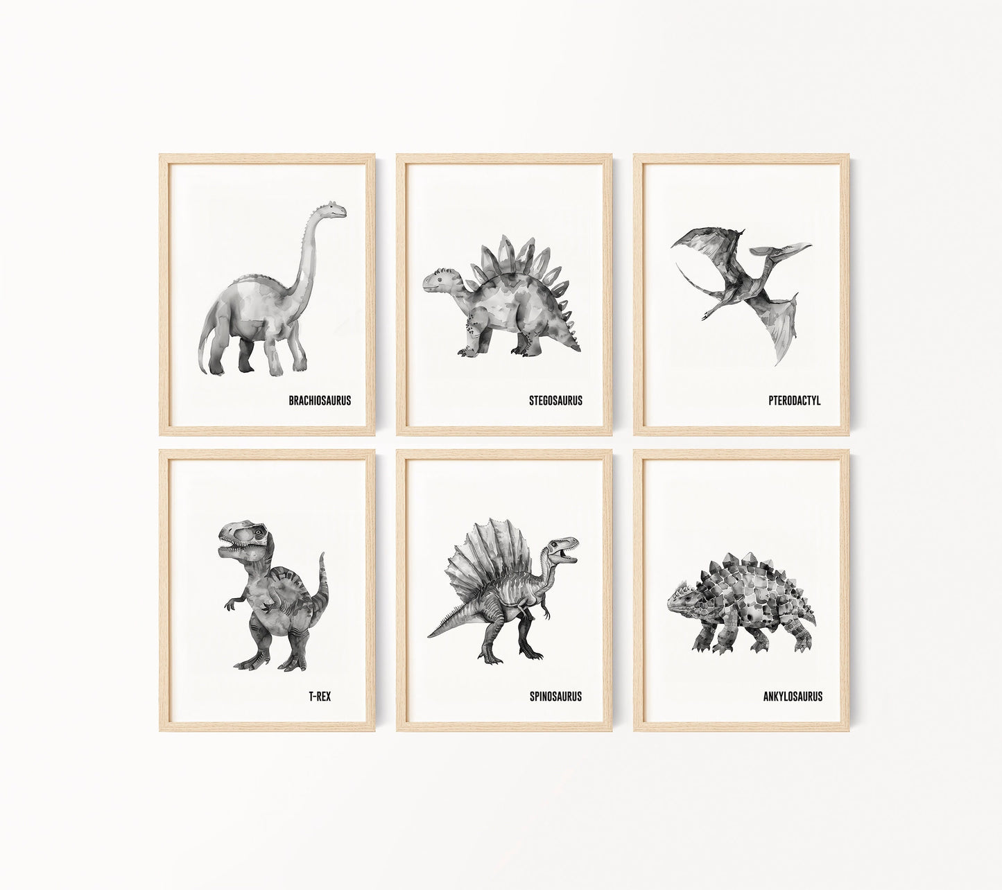Set of 6 Dinosaur Art Prints, Kids Gallery Wall Set, Dinosaur Wall Art, Dinosaur Nursery, Boys Room Dinosaur Decor, Kids Room Wall Art, 146
