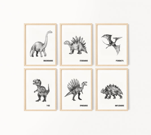 Set of 6 Dinosaur Art Prints, Kids Gallery Wall Set, Dinosaur Wall Art, Dinosaur Nursery, Boys Room Dinosaur Decor, Kids Room Wall Art, 146