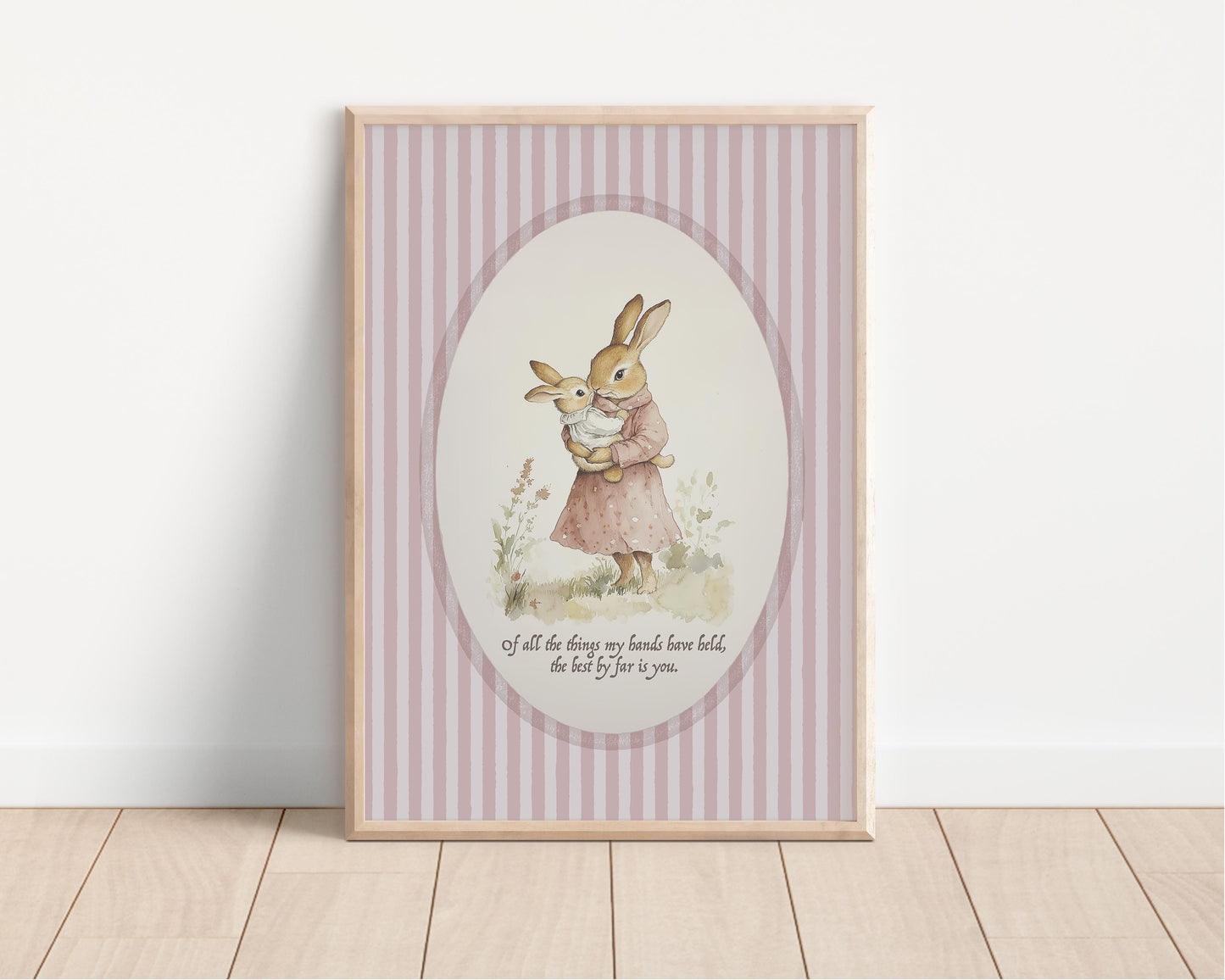Rabbit Nursery Art Print, Baby Shower Gift, Bunny Theme Nursery Wall Art, Mom & Baby Quote, Vintage Nursery Decor, 155