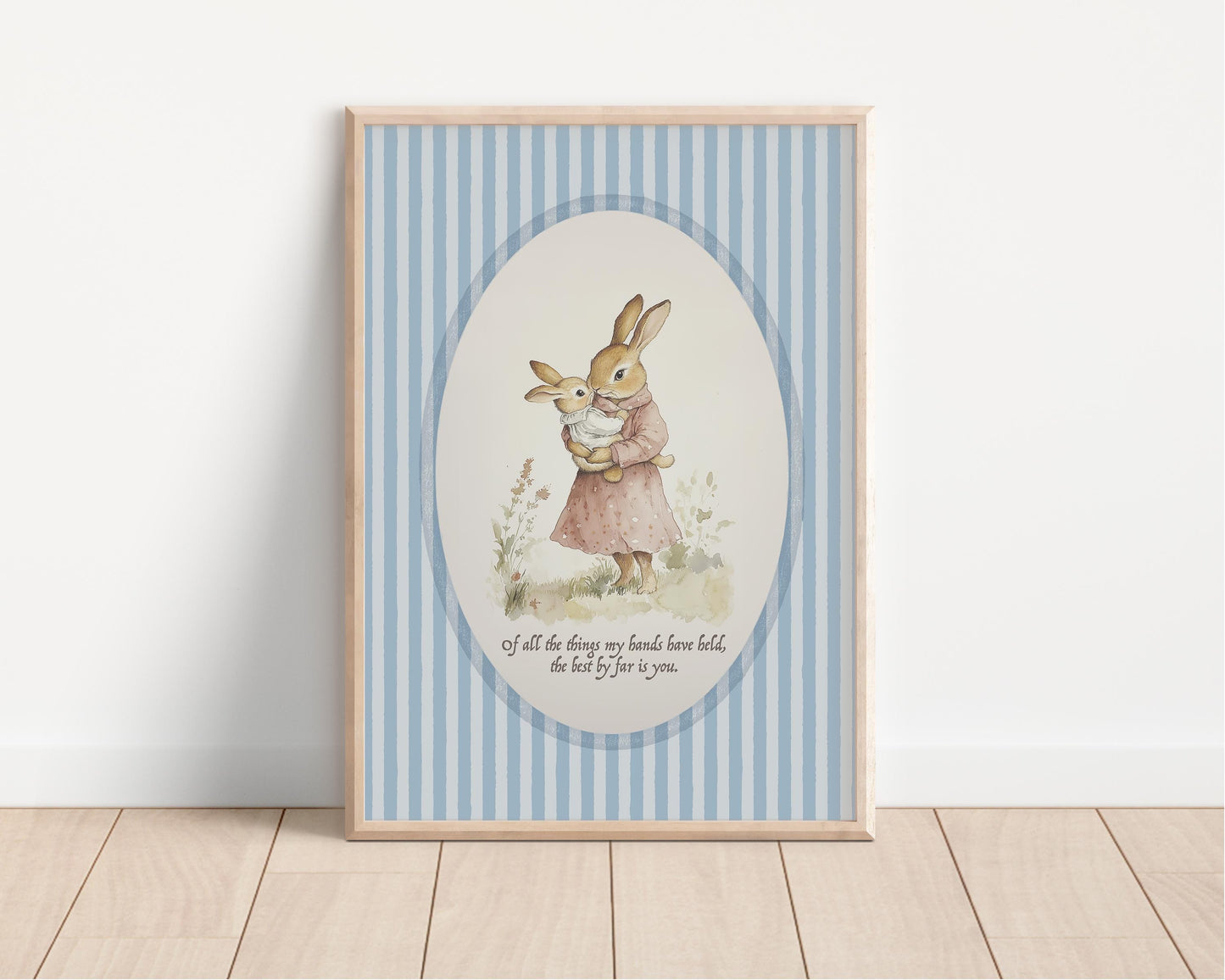 Rabbit Nursery Art Print, Baby Shower Gift, Bunny Theme Nursery Wall Art, Mom & Baby Quote, Vintage Nursery Decor, 155