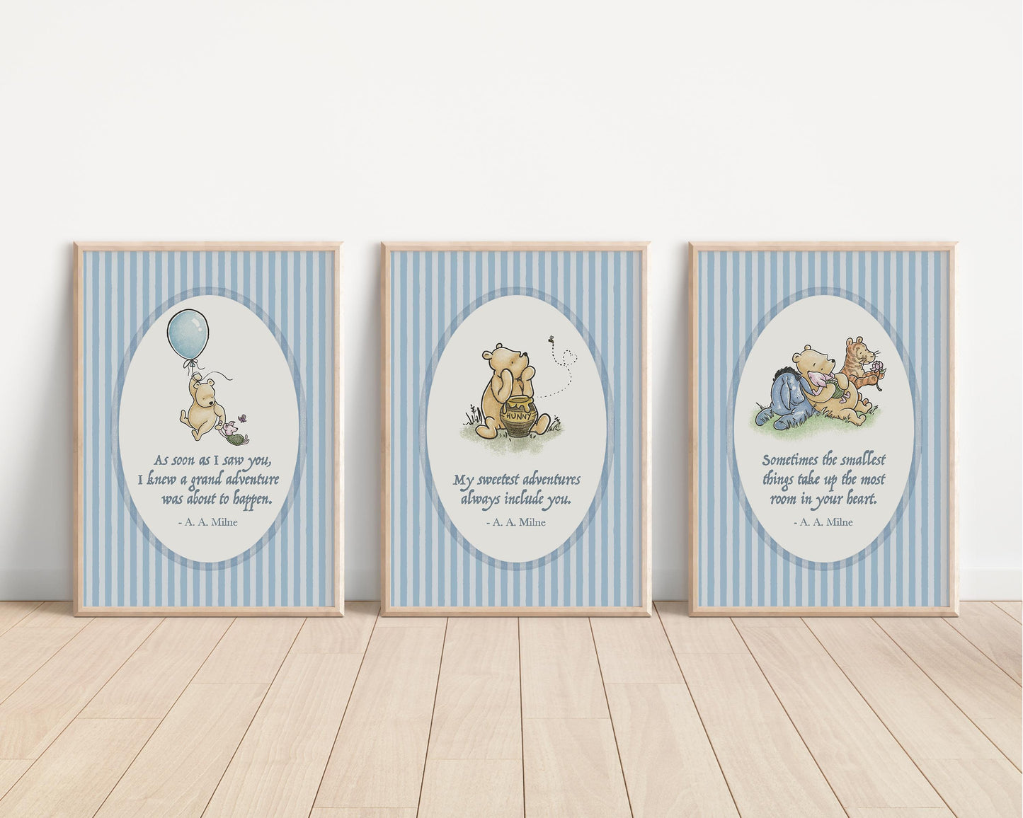 Set of 3 Classic Winnie-the-Pooh Nursery art prints, Gender Neutral Nursery, Winnie-the-Pooh inspirational quotes, new baby gift