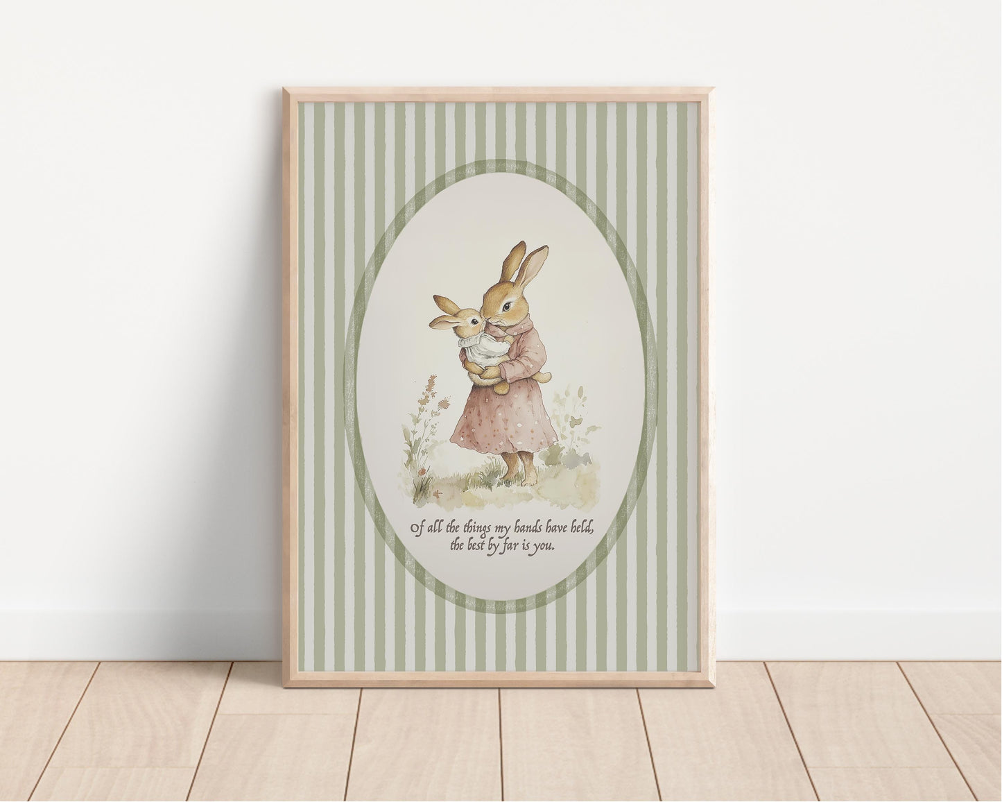Rabbit Nursery Art Print, Baby Shower Gift, Bunny Theme Nursery Wall Art, Mom & Baby Quote, Vintage Nursery Decor, 155