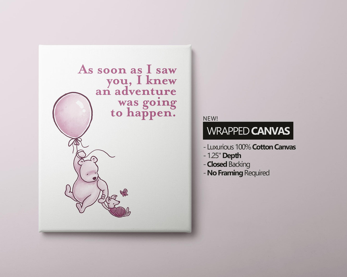 Set of 3 Classic Winnie-the-Pooh Nursery Art Prints, Pink