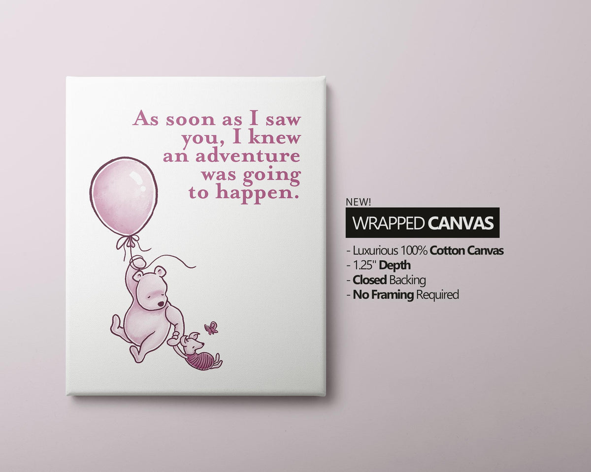 Set of 3 Classic Winnie-the-Pooh Nursery Art Prints, Pink