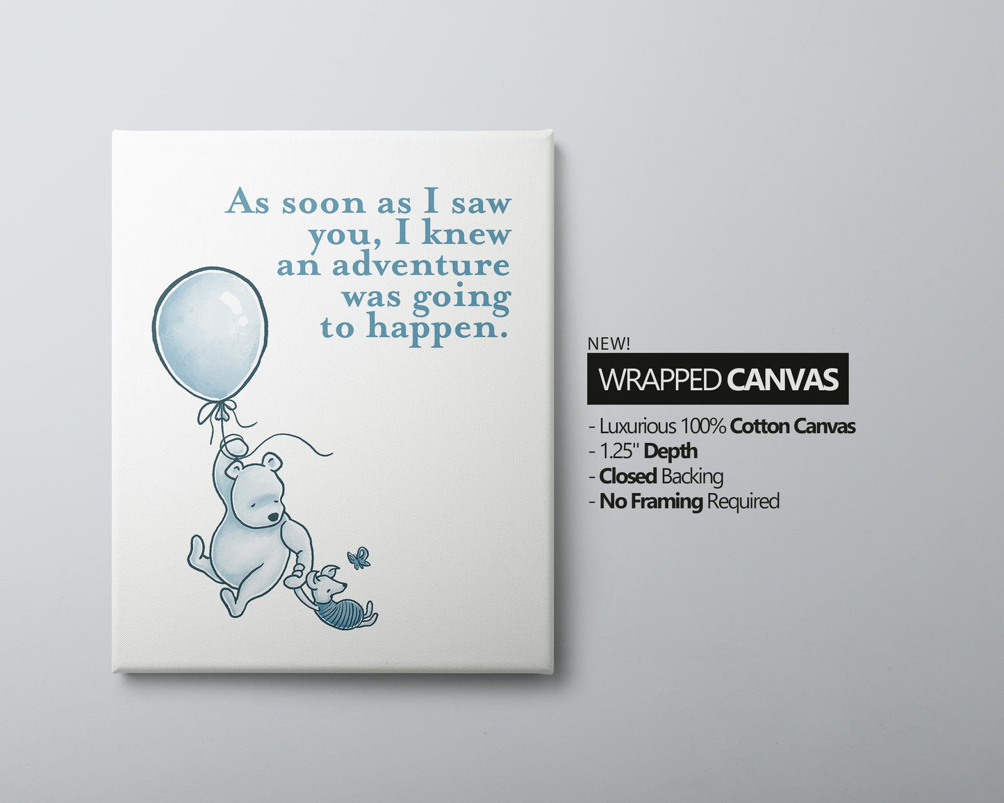Set of 3 Classic Winnie-the-Pooh Nursery Art Prints, Blue