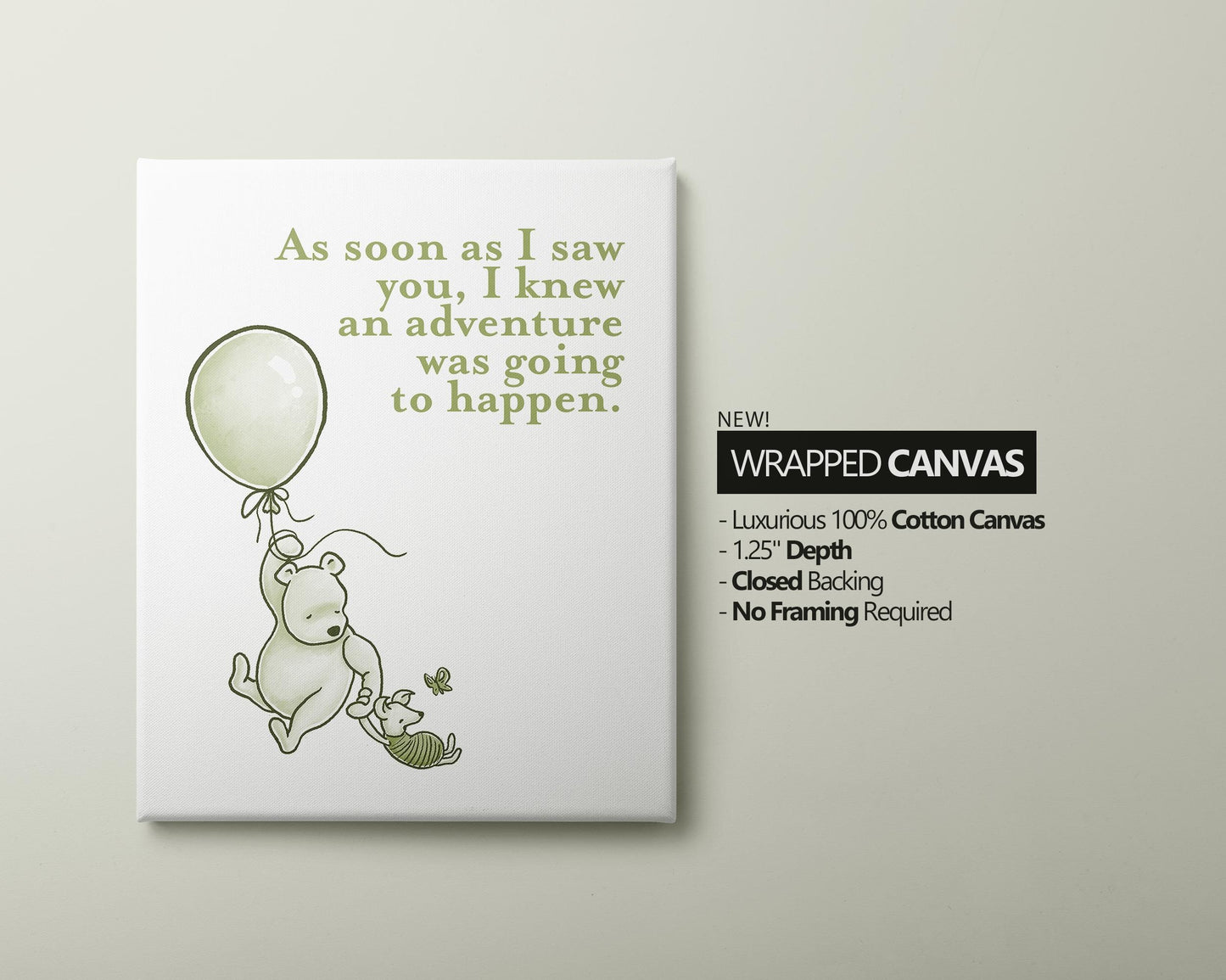 Set of 3 Classic Winnie-the-Pooh Nursery Art Prints, Green