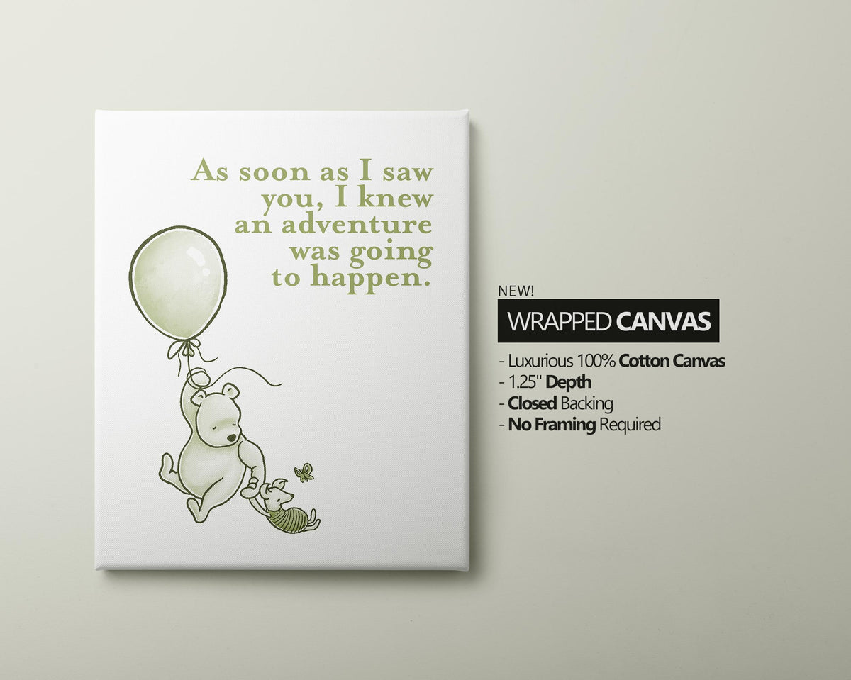 Set of 3 Classic Winnie-the-Pooh Nursery Art Prints, Green