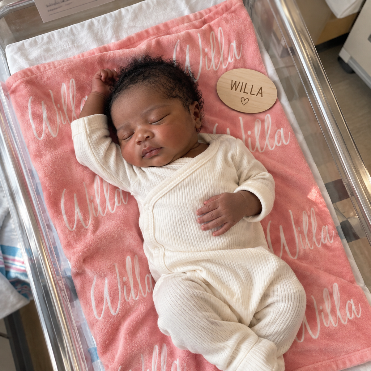 Berry Blush Baby Name Blanket