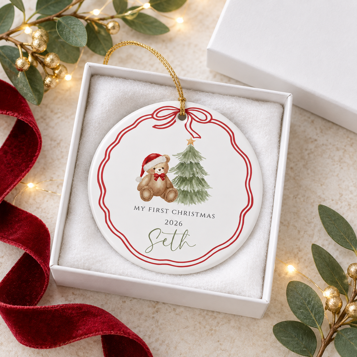 Bear Personalized First Christmas Ornament
