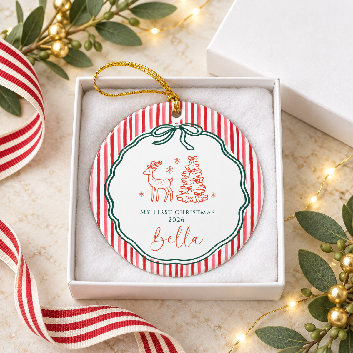 Personalized First Christmas Ornament Deer