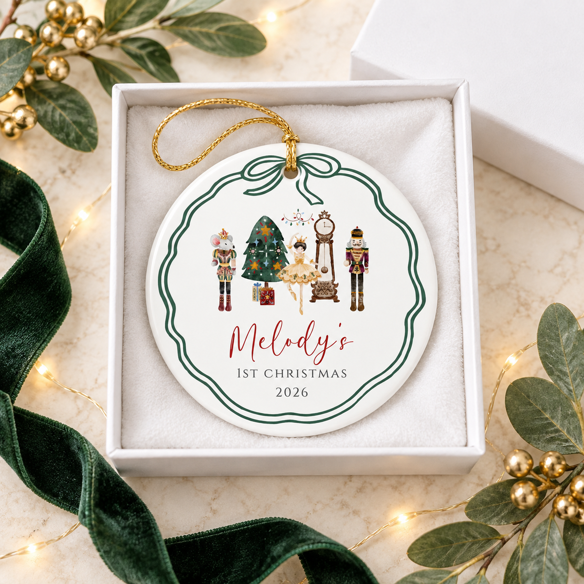 Personalized First Christmas Ornament Woodland Nutcracker