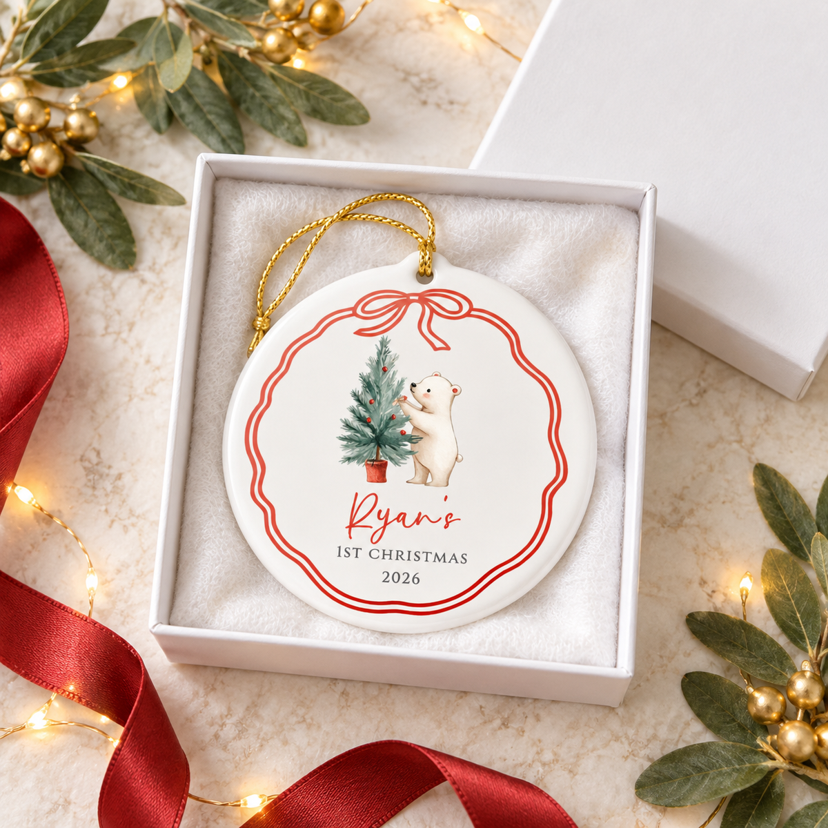 Personalized First Christmas Ornament Polar Bear